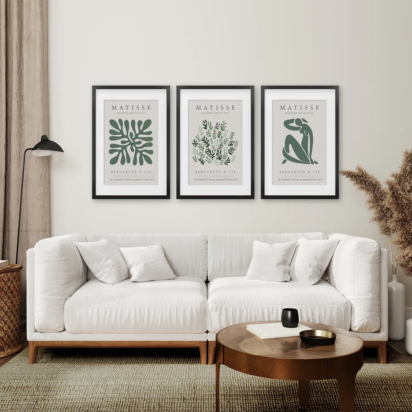 Sage Green Abstract Wall Art Set of 3 Prints