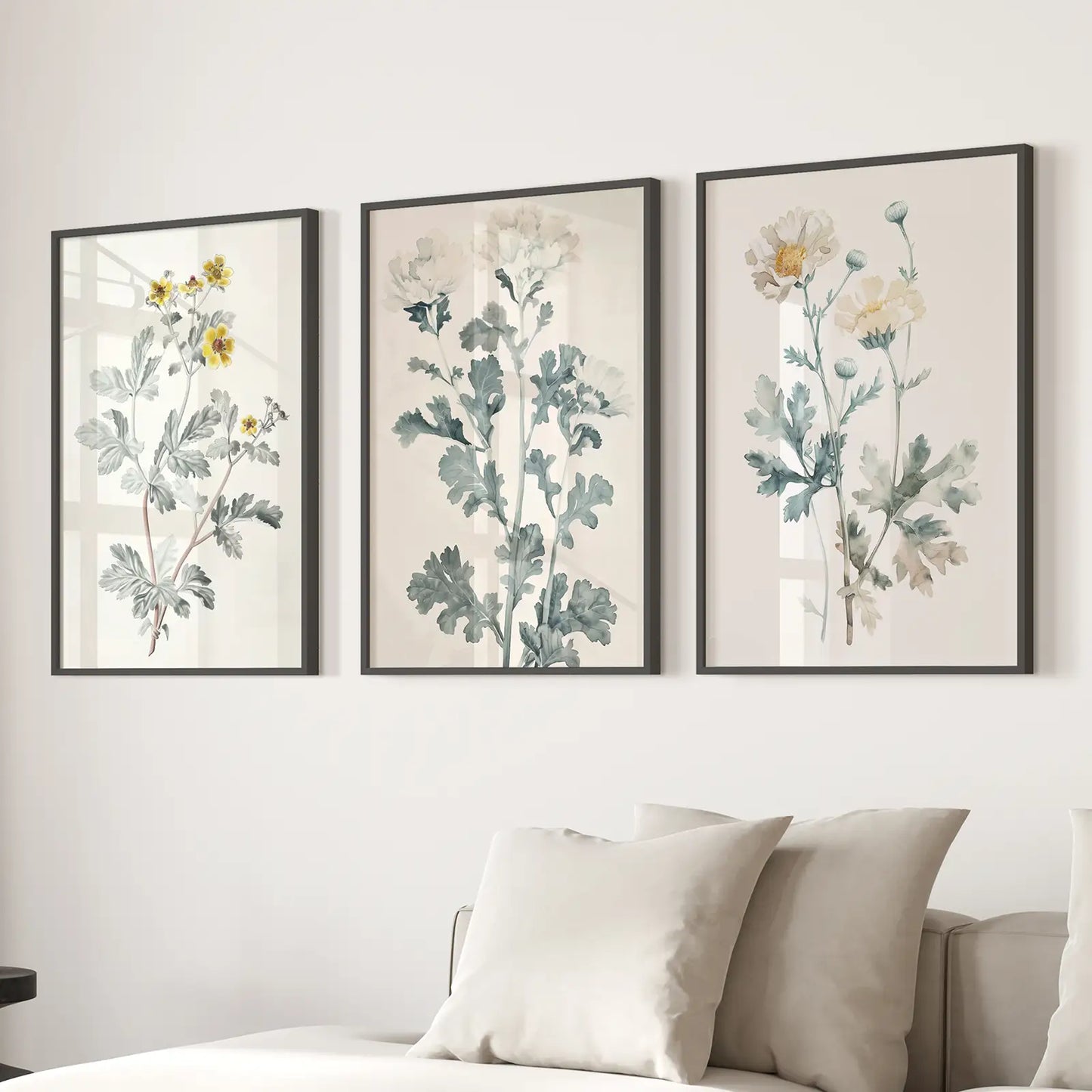 Meadow Flower Wall Art Set of 3 Watercolor Prints