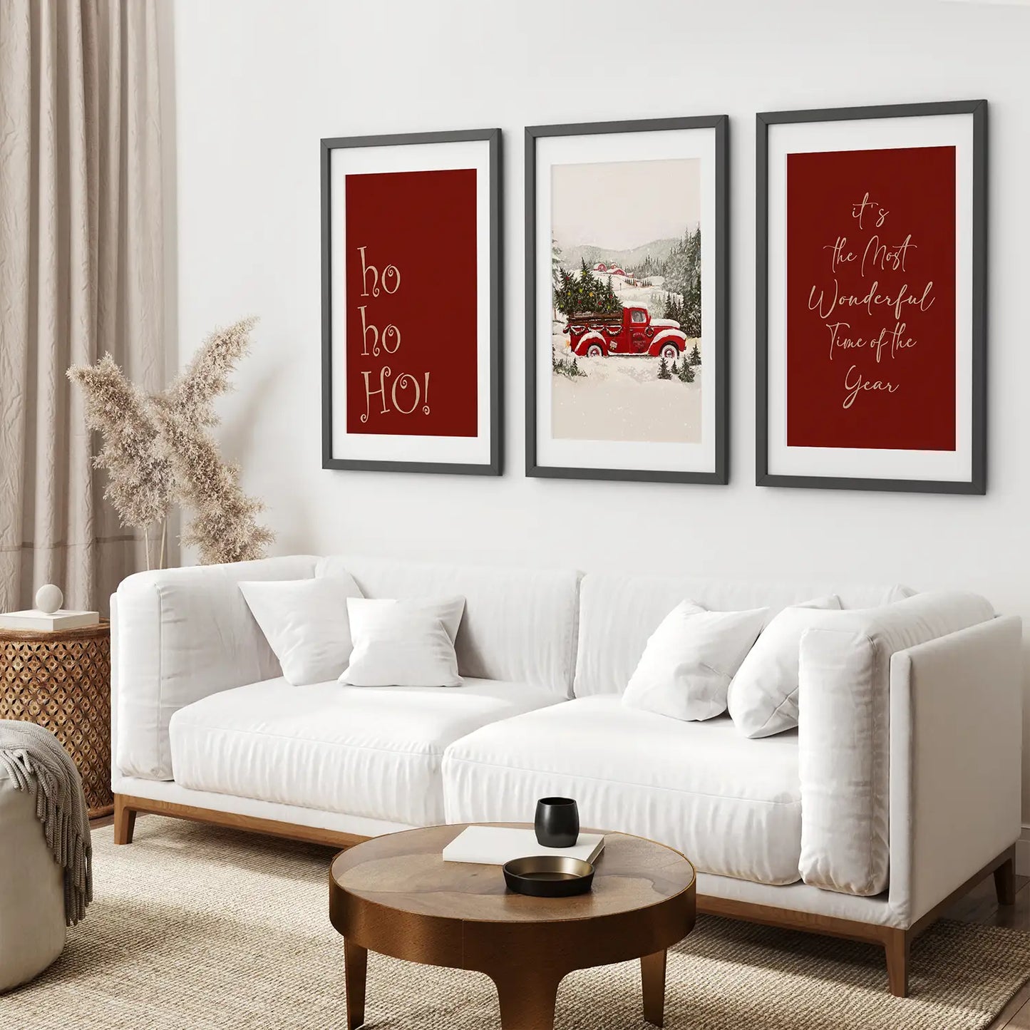 Winter Holiday Decor Wall Art Set of 3 Prints