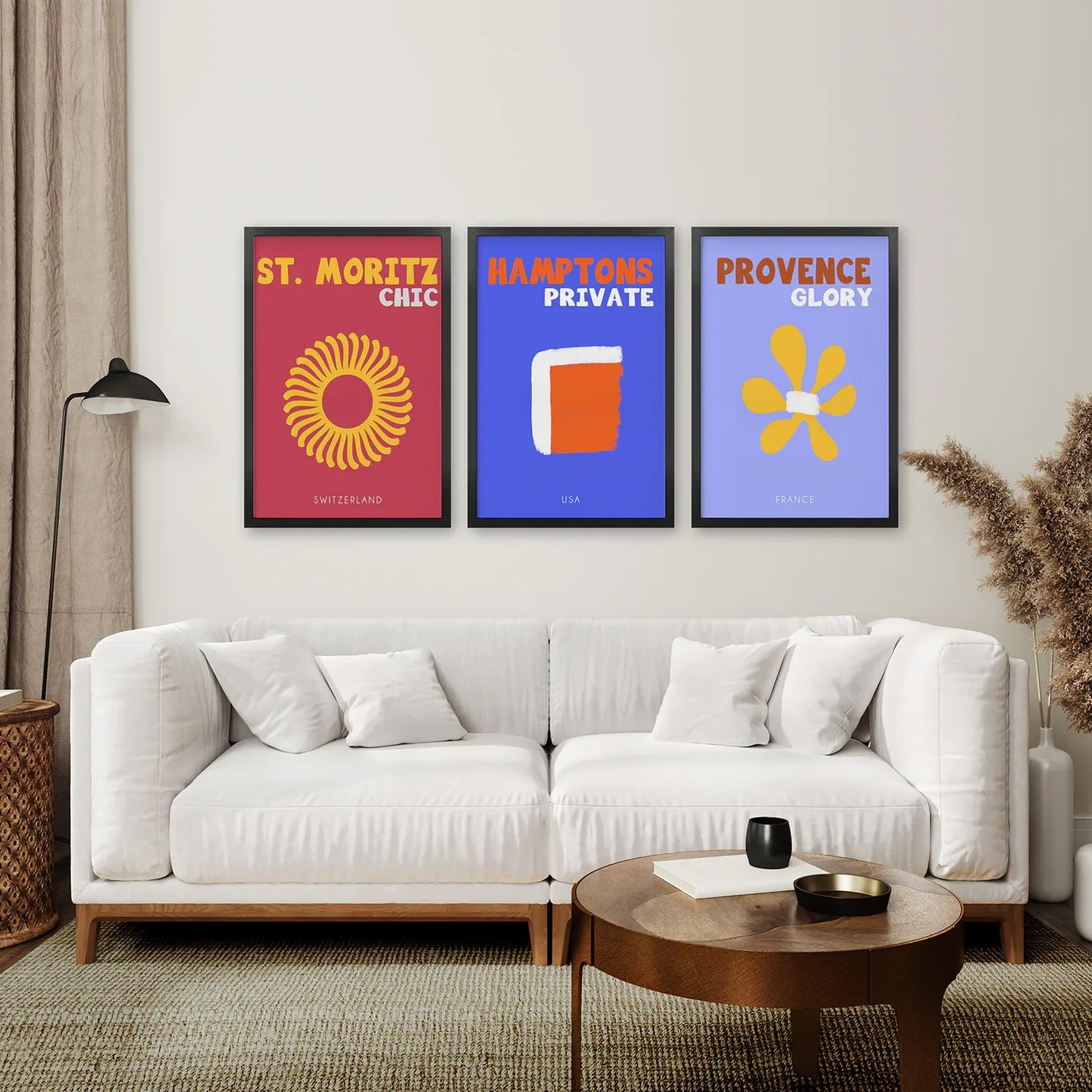 Maximalist Travel Wall Art Set of 3, Colorful Poster Bundle