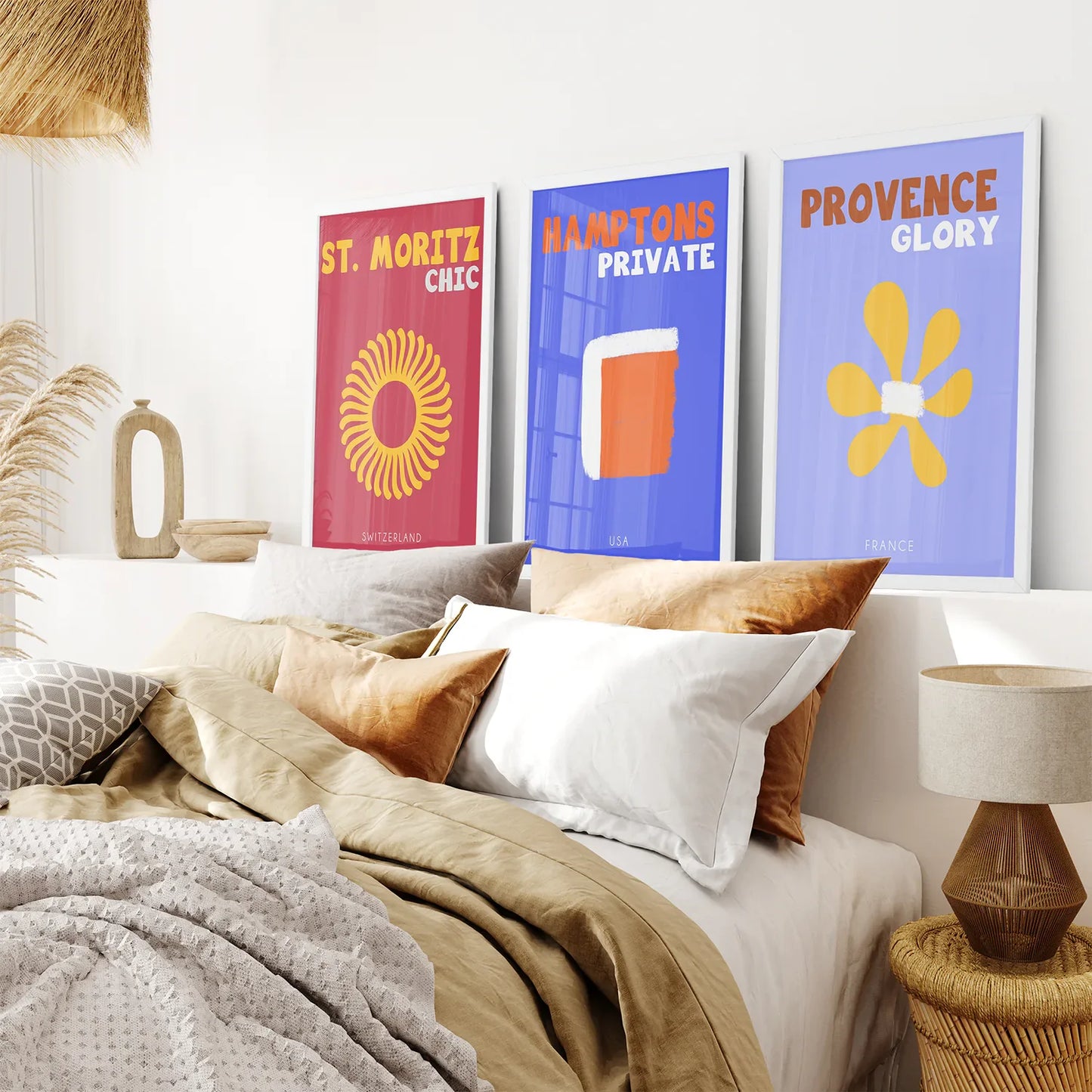 Maximalist Travel Wall Art Set of 3, Colorful Poster Bundle