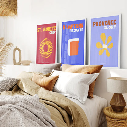 Maximalist Travel Wall Art Set of 3, Colorful Poster Bundle