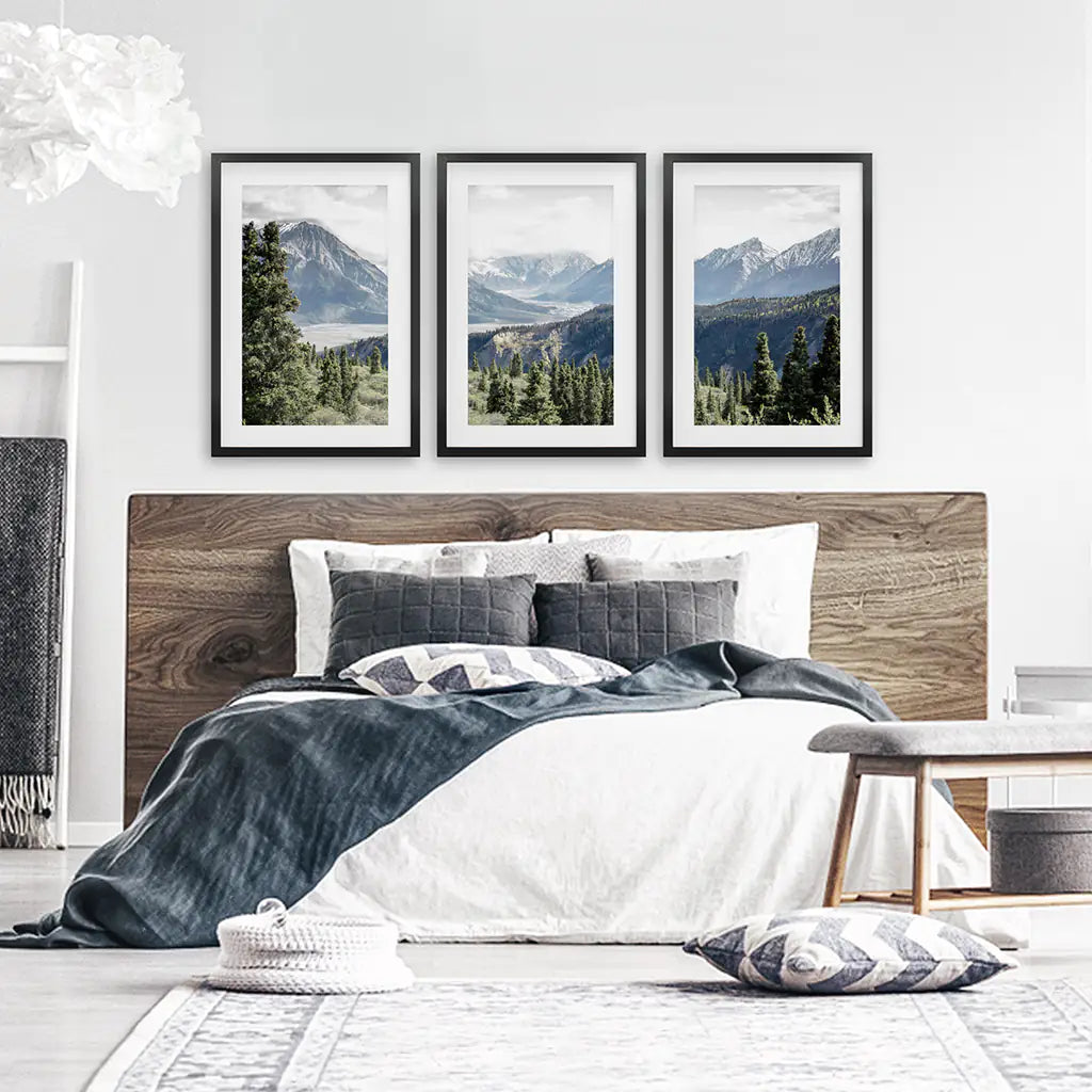 Mountain Wilderness Wall Art Set of 3 Nature Prints