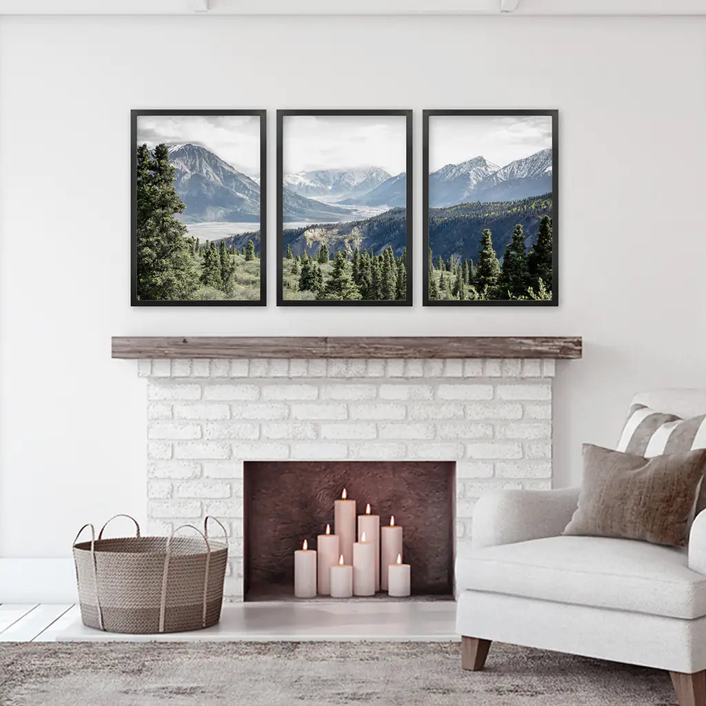 Mountain Wilderness Wall Art Set of 3 Nature Prints