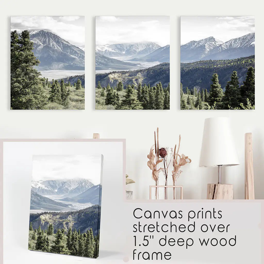 Mountain Wilderness Wall Art Set of 3 Nature Prints