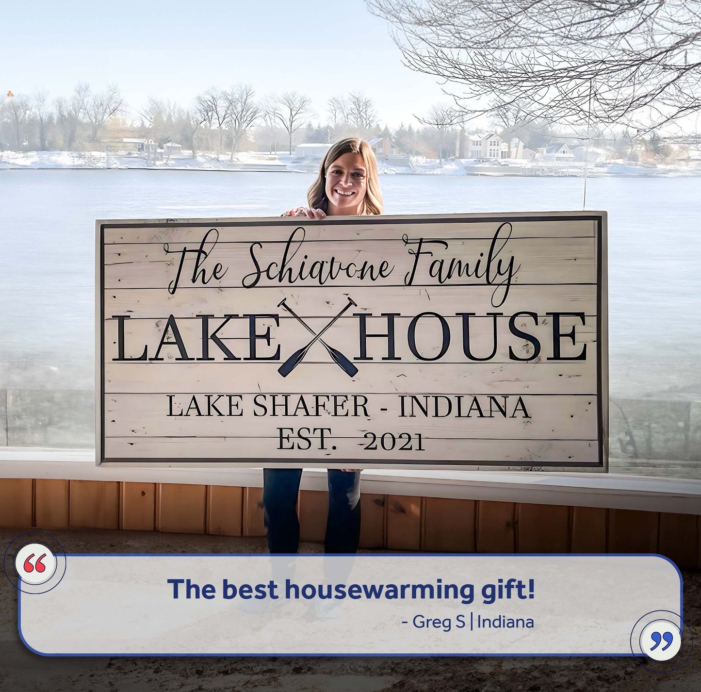 Family Lake House Paddle Sign Personalized Canvas Wall Art