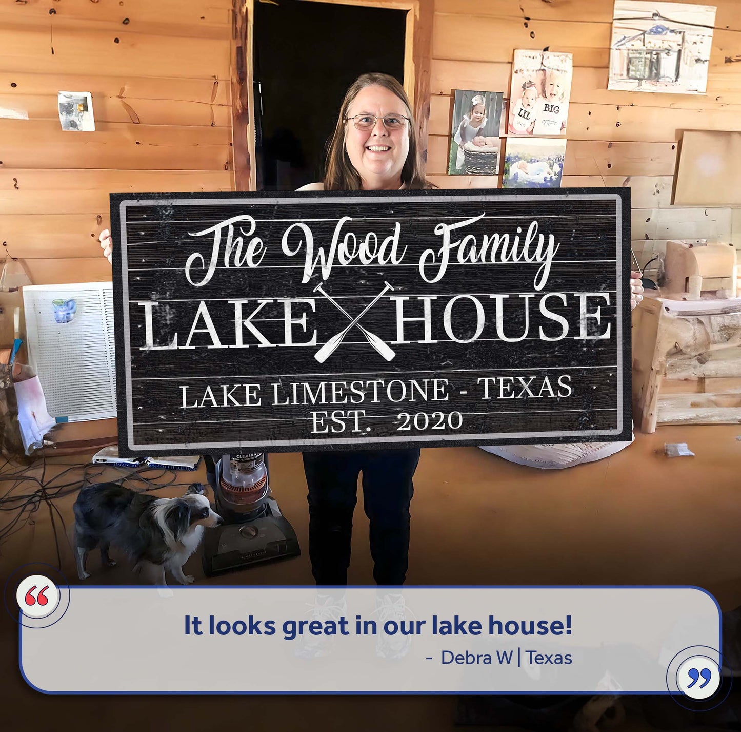 Family Lake House Paddle Canvas Sign II