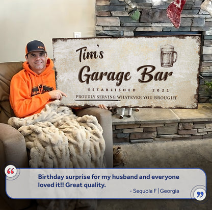 Garage Bar Canvas Wall Art Sign - Style B