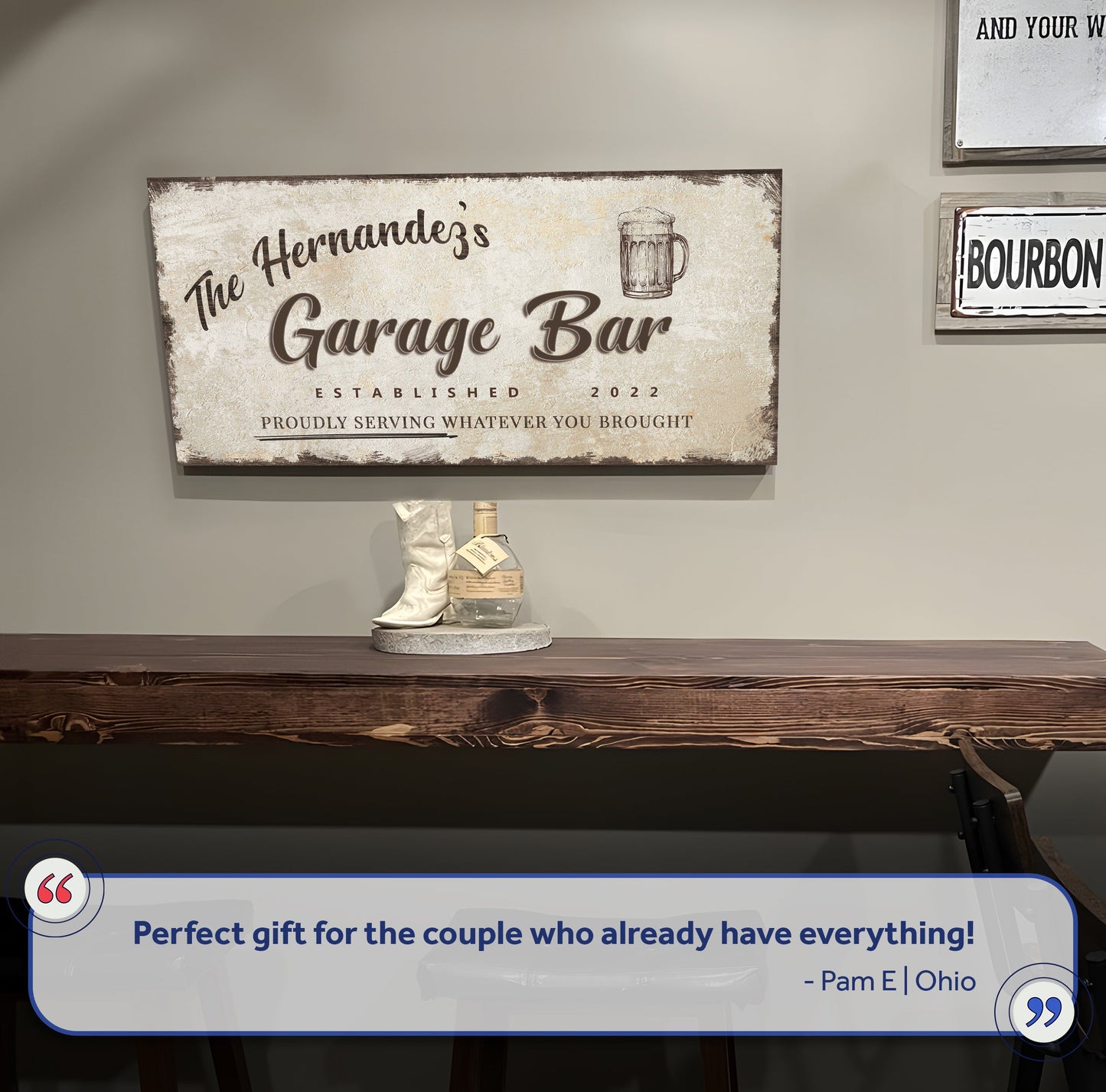 Garage Bar Canvas Wall Art Sign - Style B