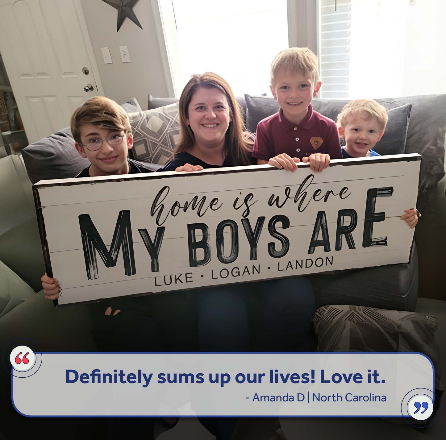 Home Is Where My Boys Are Canvas Wall Art