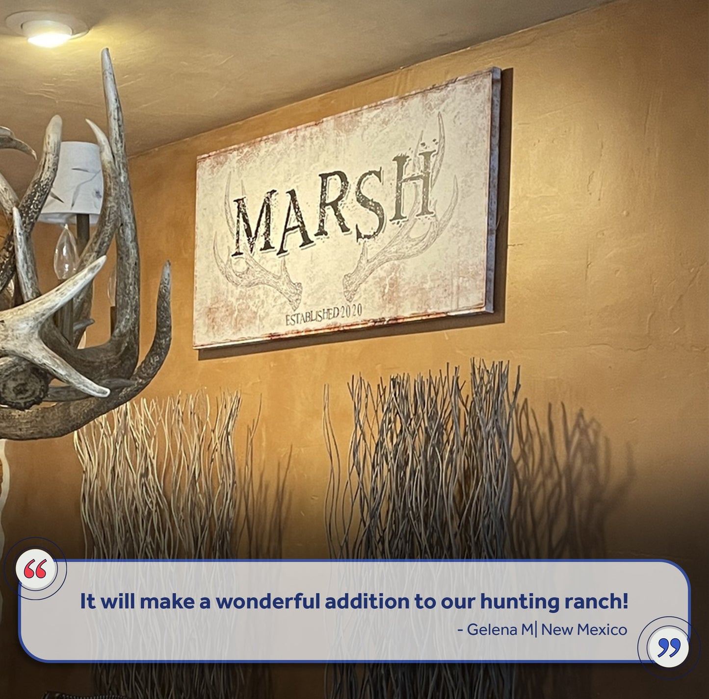 Rustic Family Antler Personalized Canvas Sign