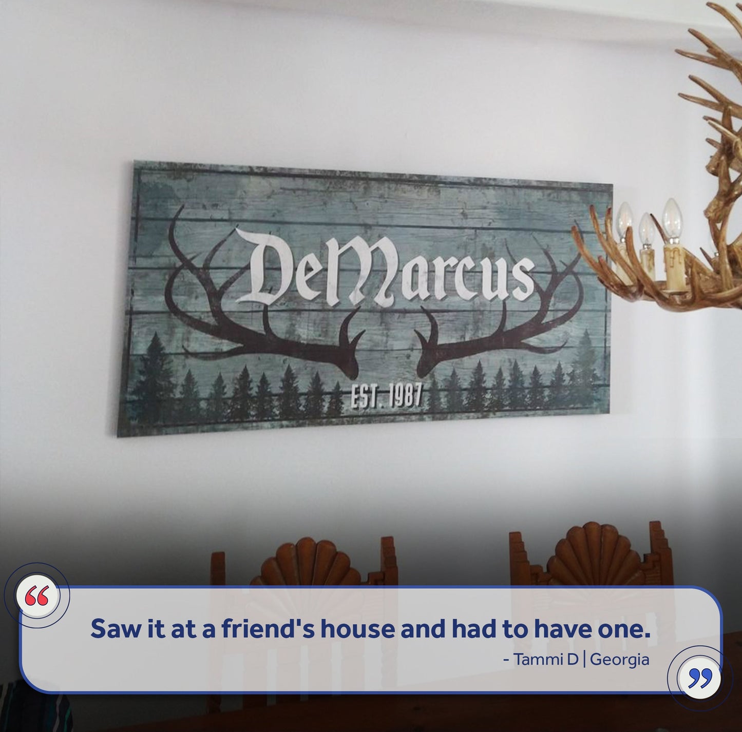 Rustic Family Antler Canvas Sign II