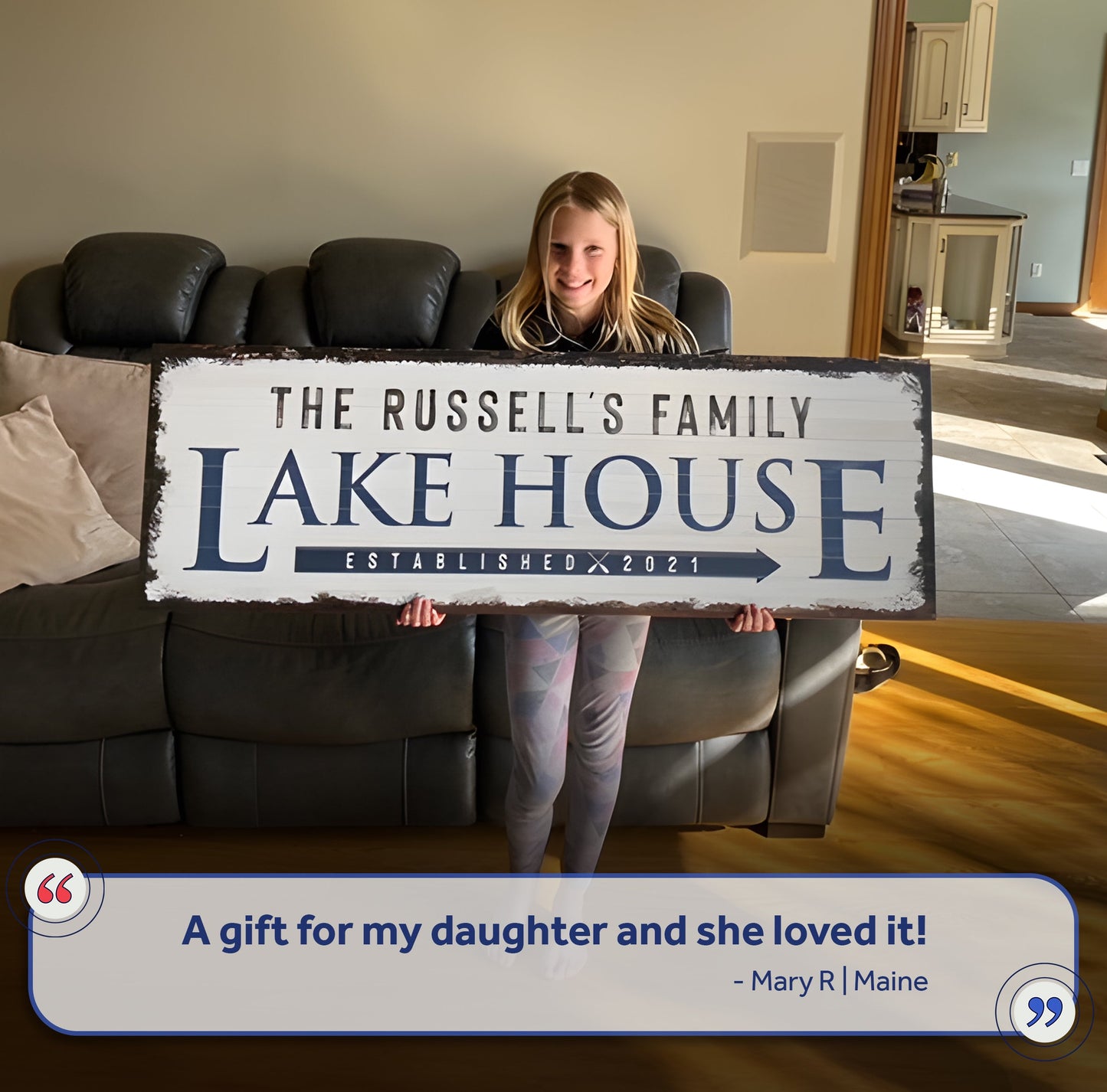 Family Lake House Personalized Arrow Canvas Sign