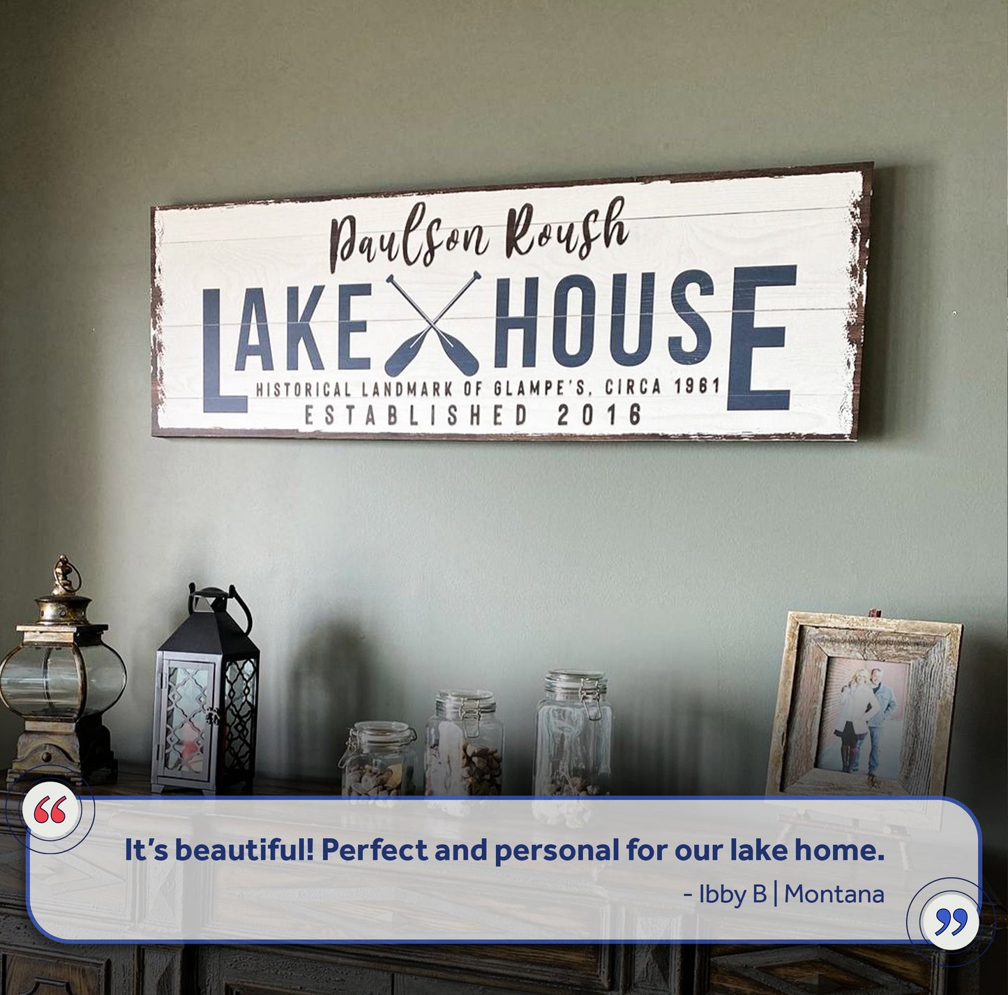 Family Lake House Arrow Canvas Wall Art