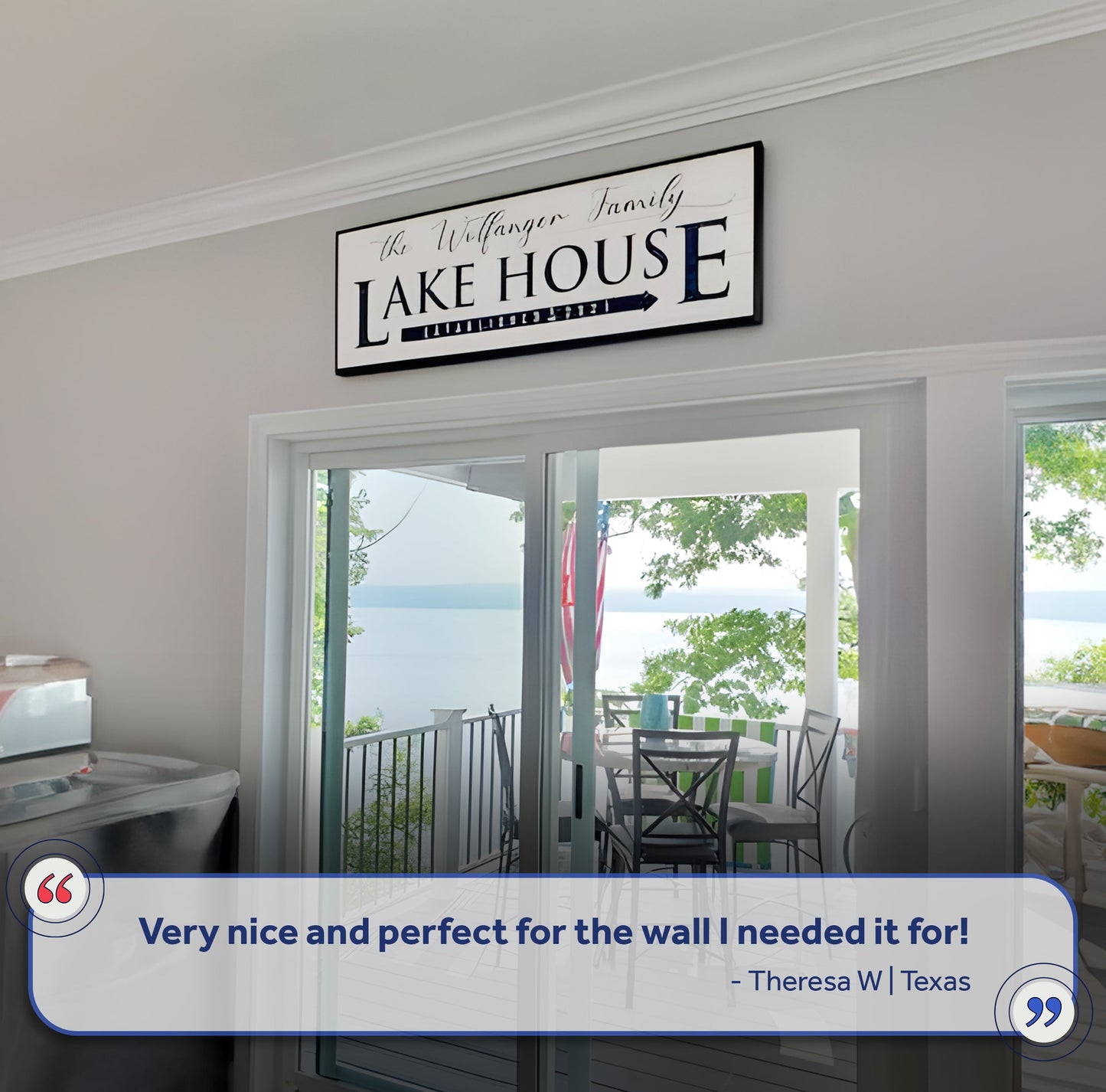 Family Lake House Arrow Canvas Sign III
