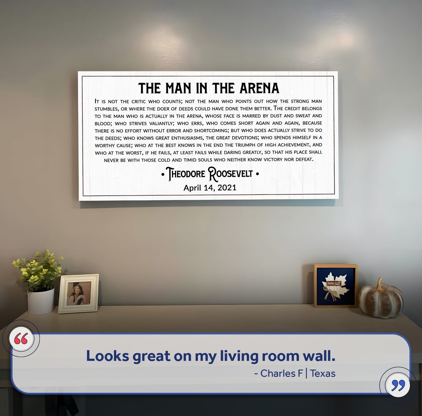 Man in the Arena Quote Canvas Wall Art VIII