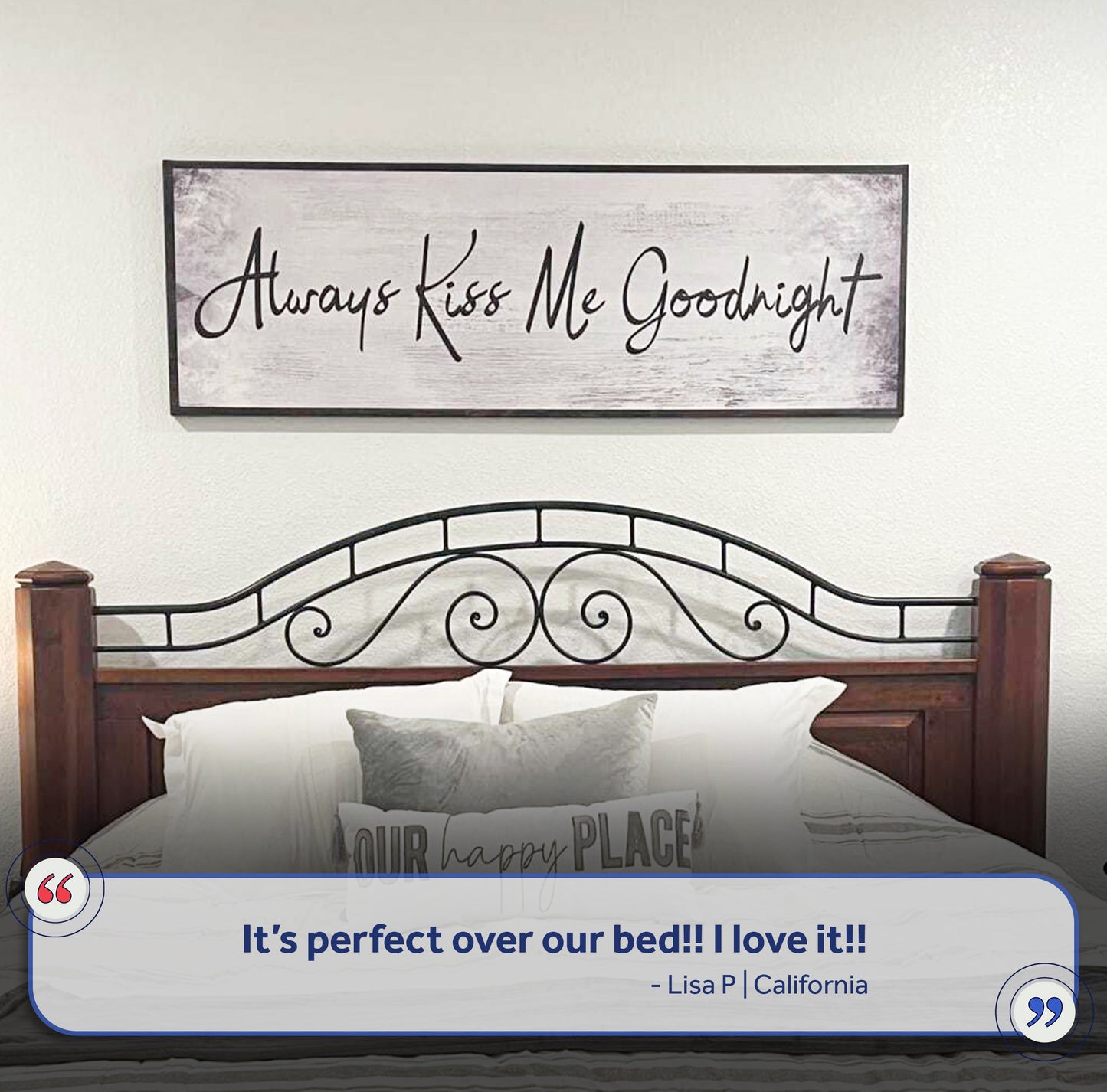 Always Kiss Me Goodnight Couple Canvas Sign IV