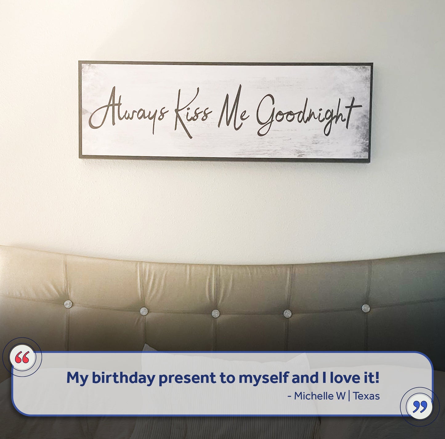 Always Kiss Me Goodnight Couple Canvas Sign IV