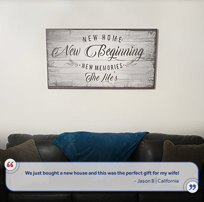 New Home New Beginning Canvas Sign - Housewarming Art