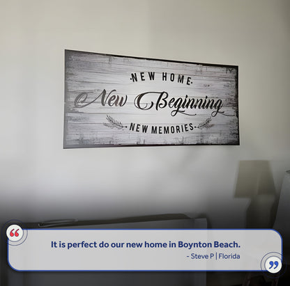 New Home New Beginning Canvas Sign - Housewarming Art