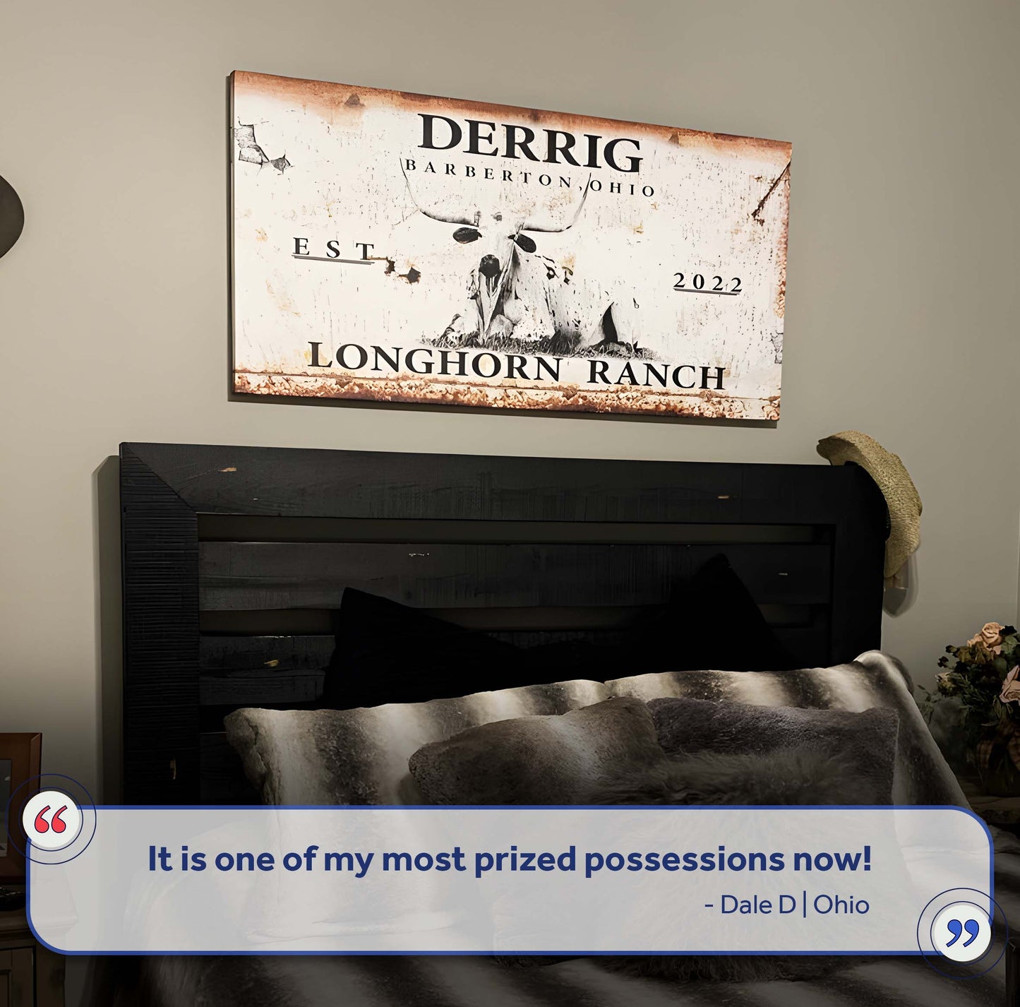 Longhorn Rustic Cattle Canvas Sign
