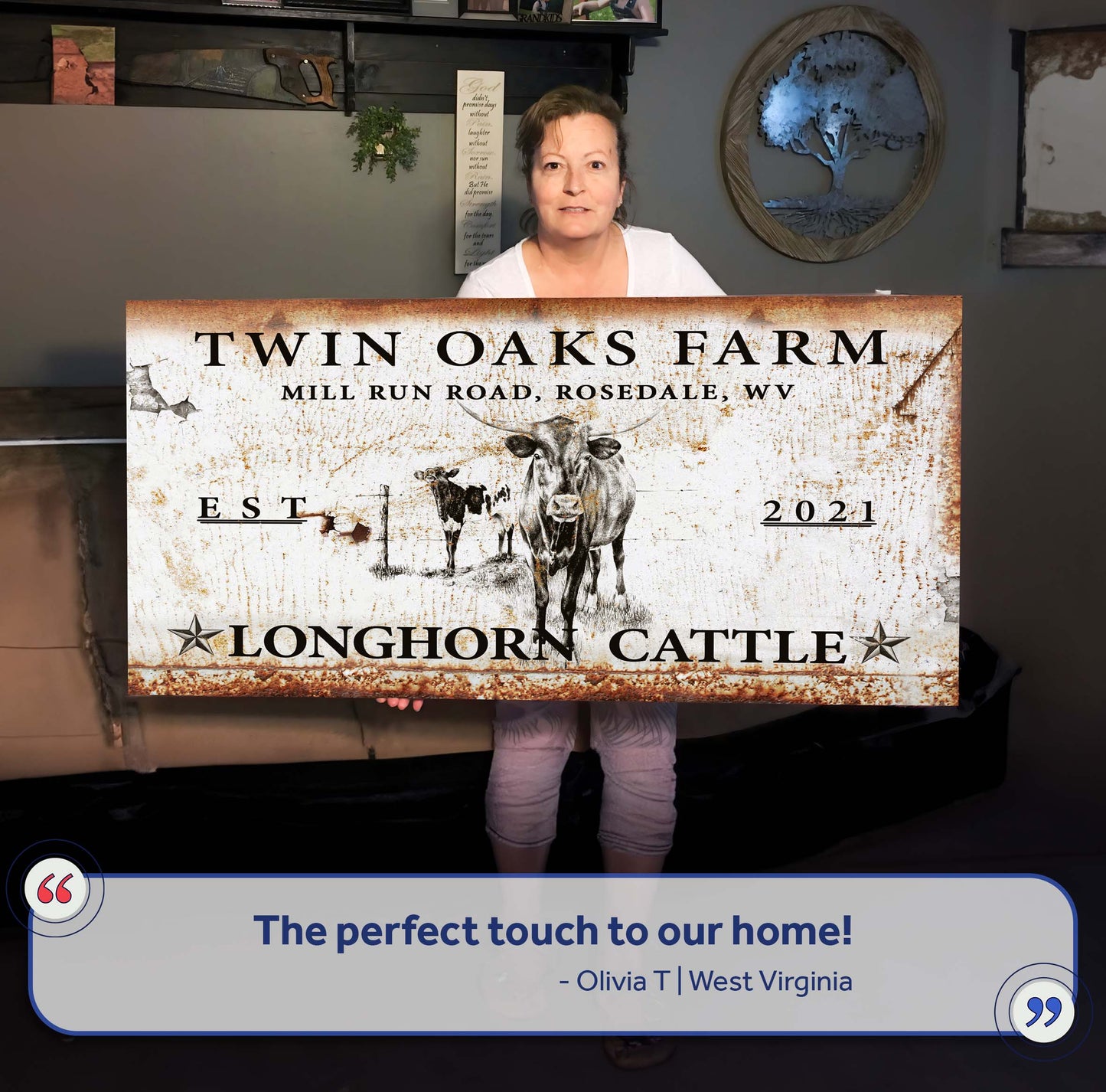 Longhorn Rustic Cattle Canvas Sign