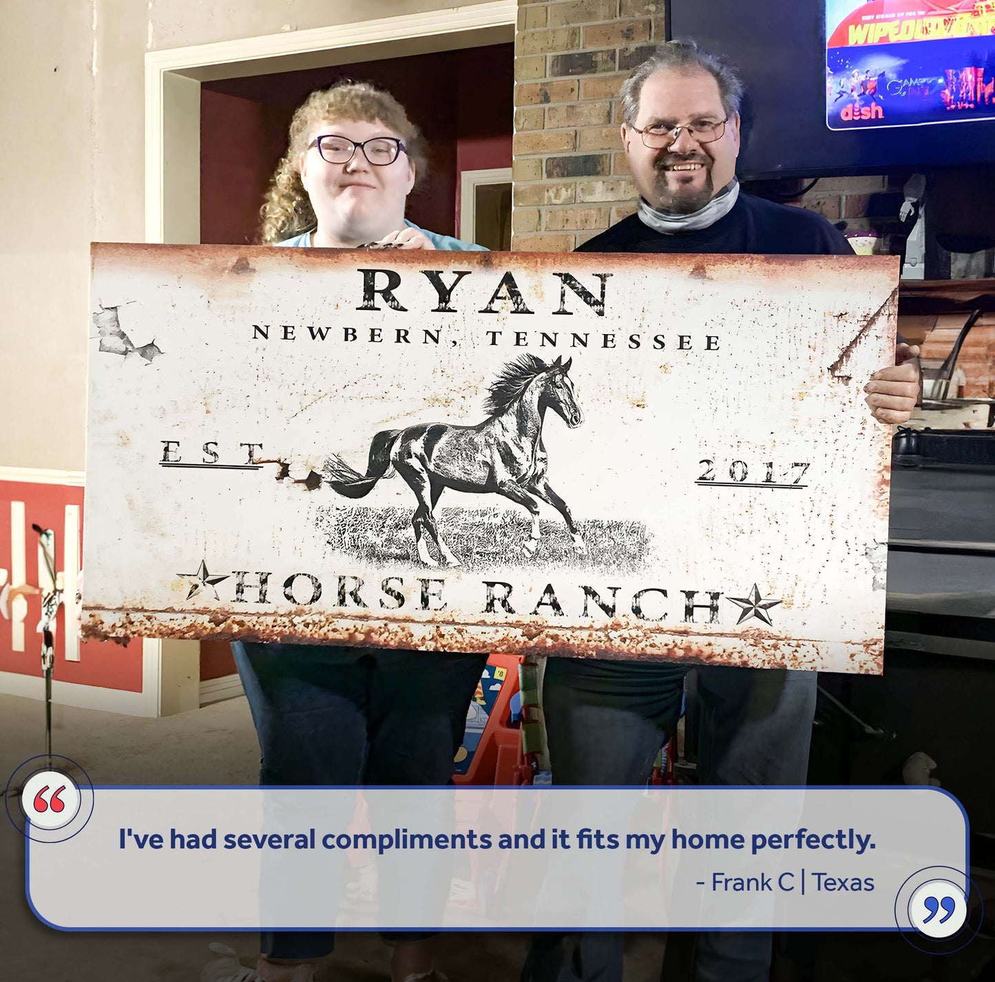 Rustic Horse Ranch Sign Personalized Canvas Wall Art