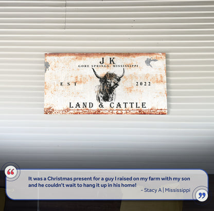 Land and Cattle Rustic Canvas Wall Art