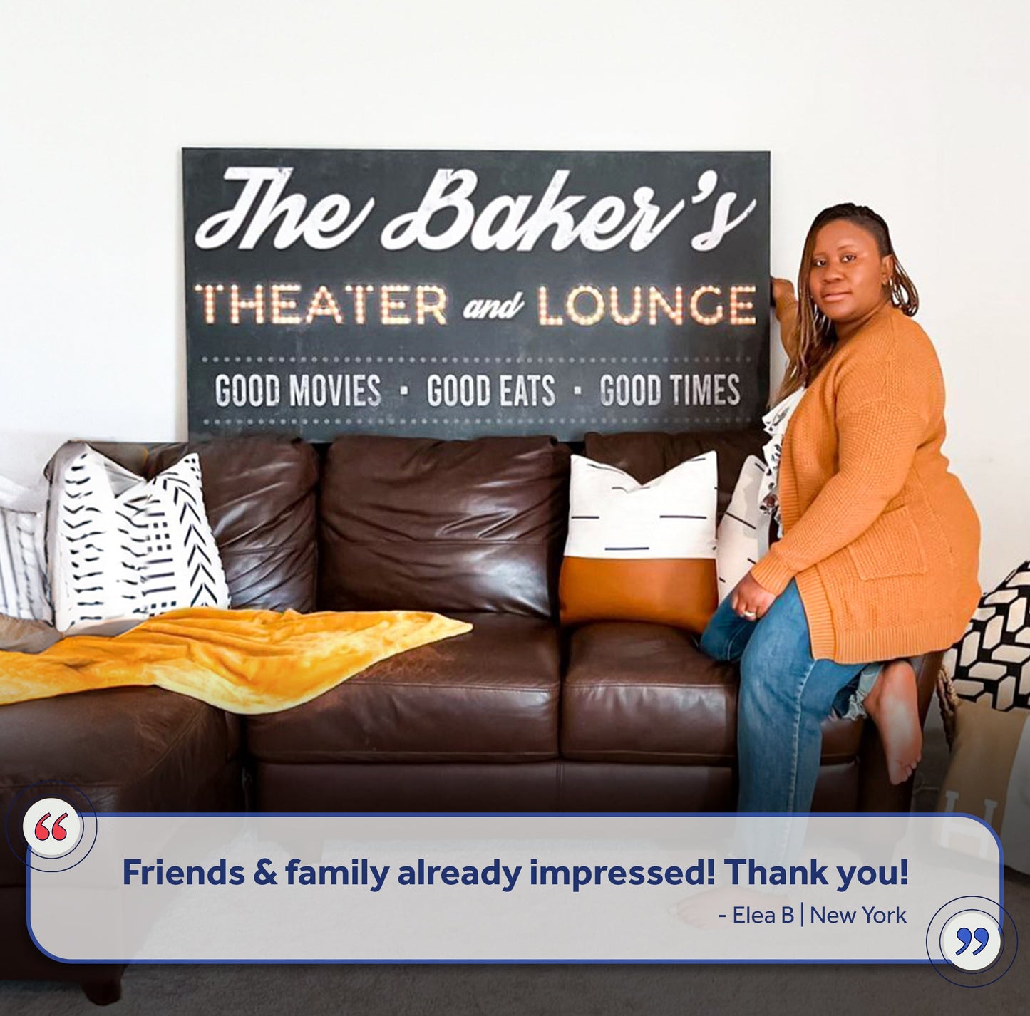 Family Theater and Lounge Personalized Canvas Sign