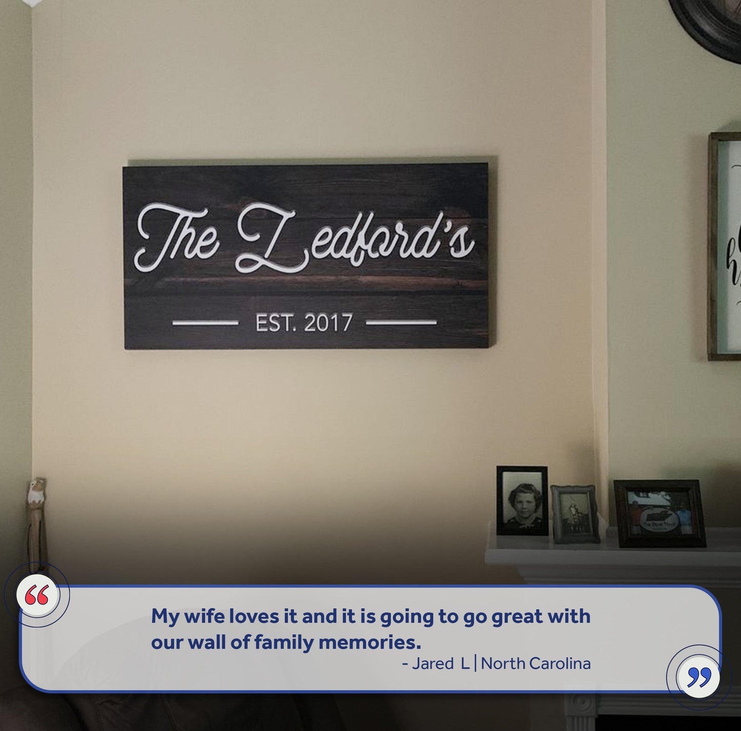 Personalized Wood-Look Family Name Canvas Sign