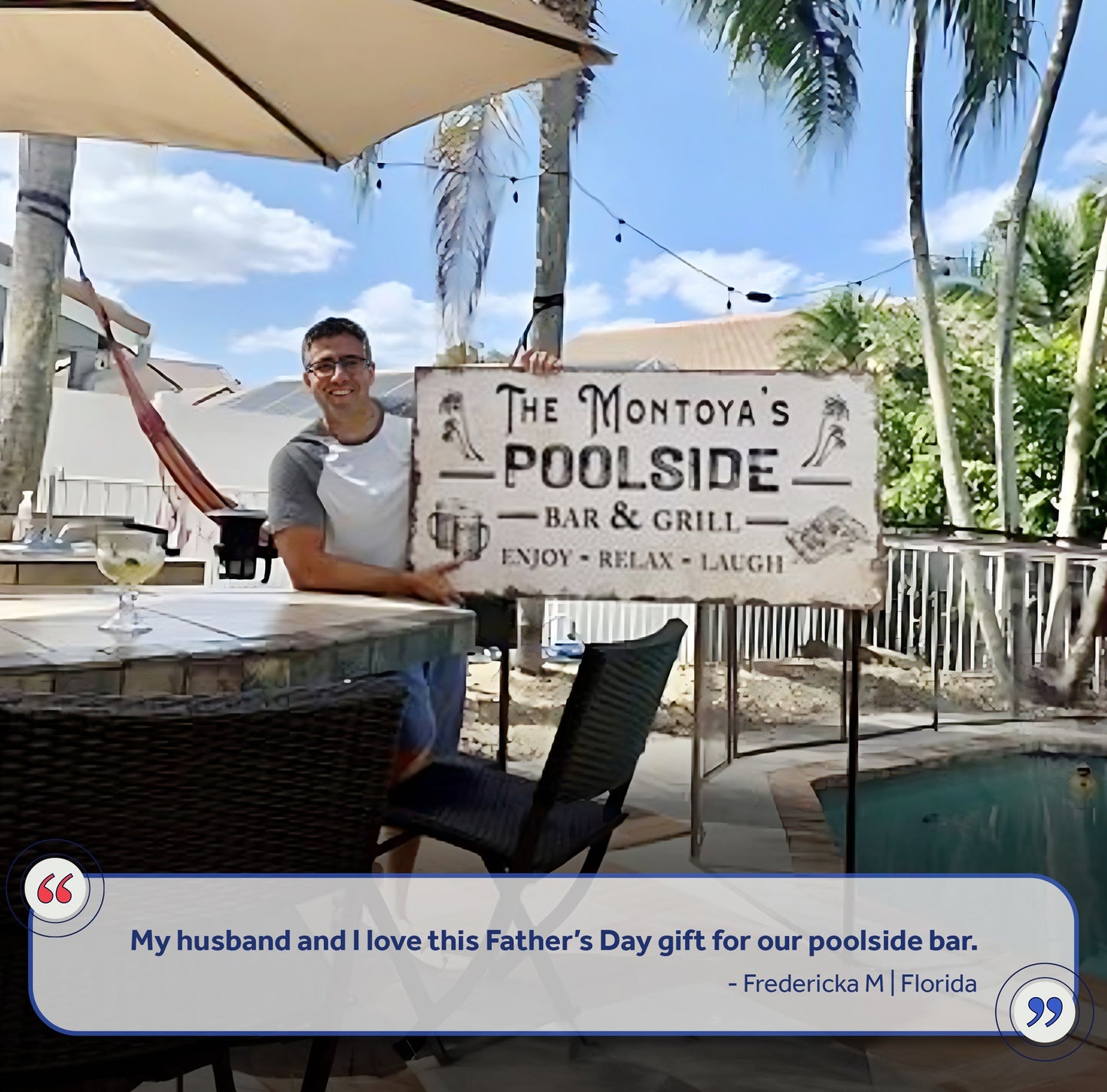 Personalized Poolside Bar And Grill Canvas Sign