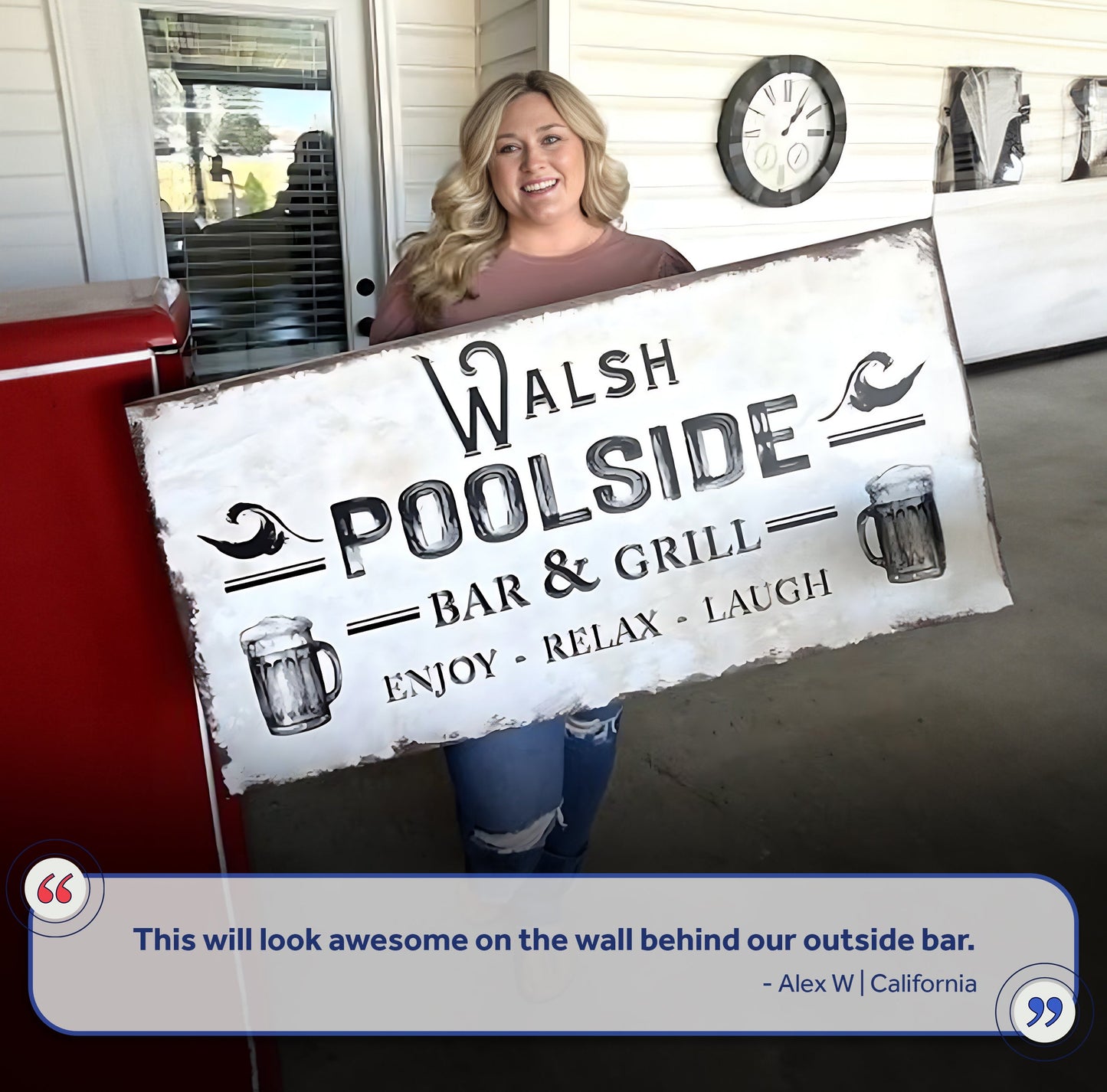 Personalized Poolside Bar And Grill Canvas Sign