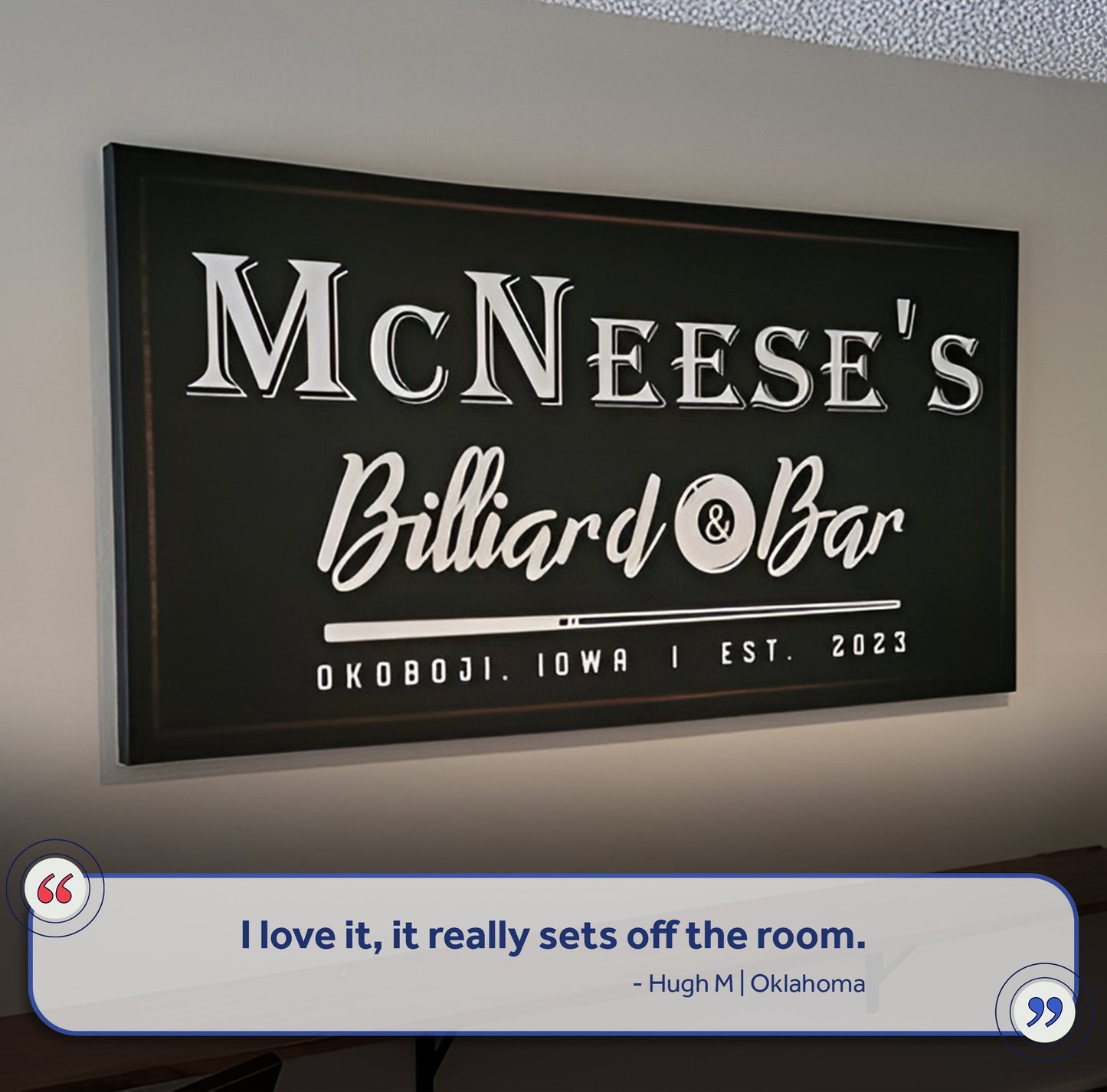 Billiards and Bar Canvas Wall Art Sign