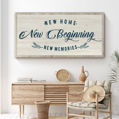 New Home New Beginning canvas wall art for living rooms and entryways