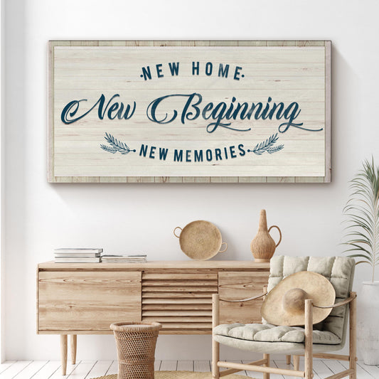 New Home New Beginning canvas wall art for living rooms and entryways