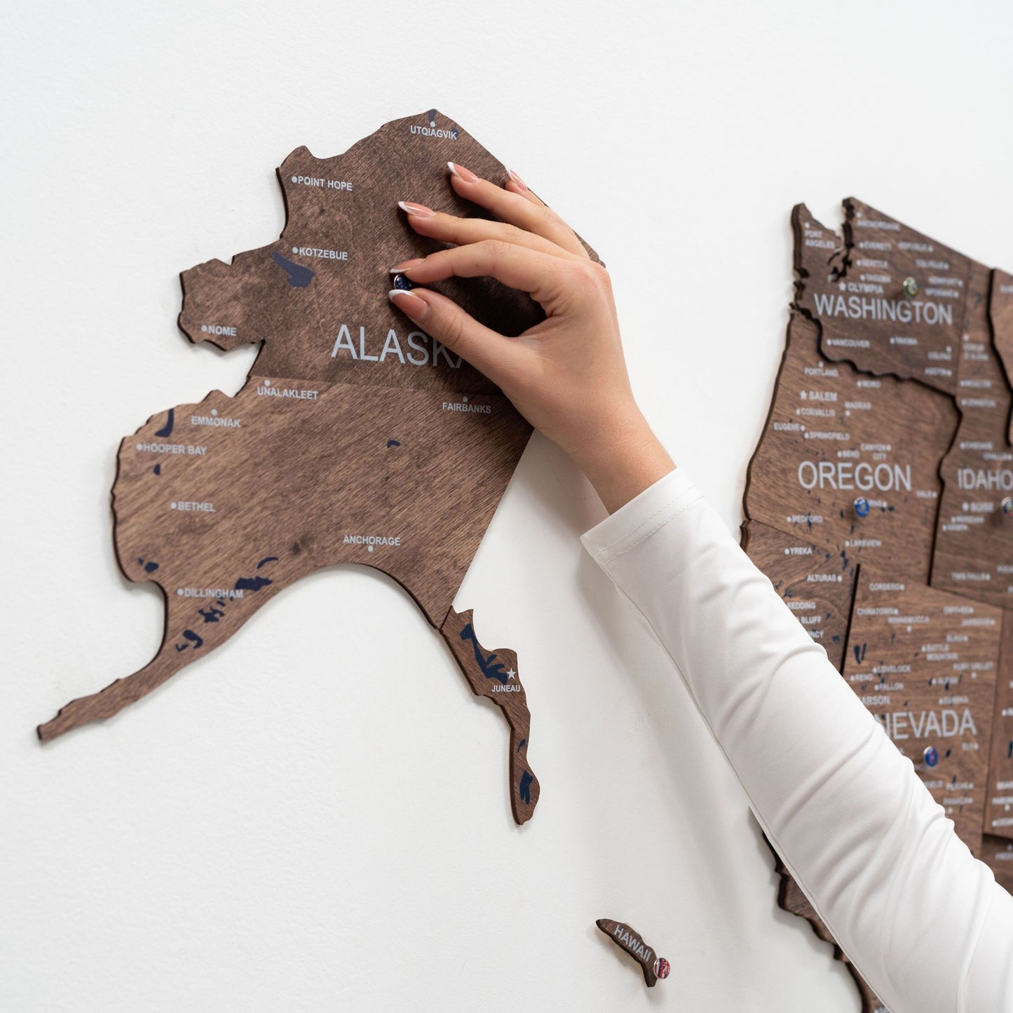 Wood 3D USA Map Wall Art - Dark Walnut