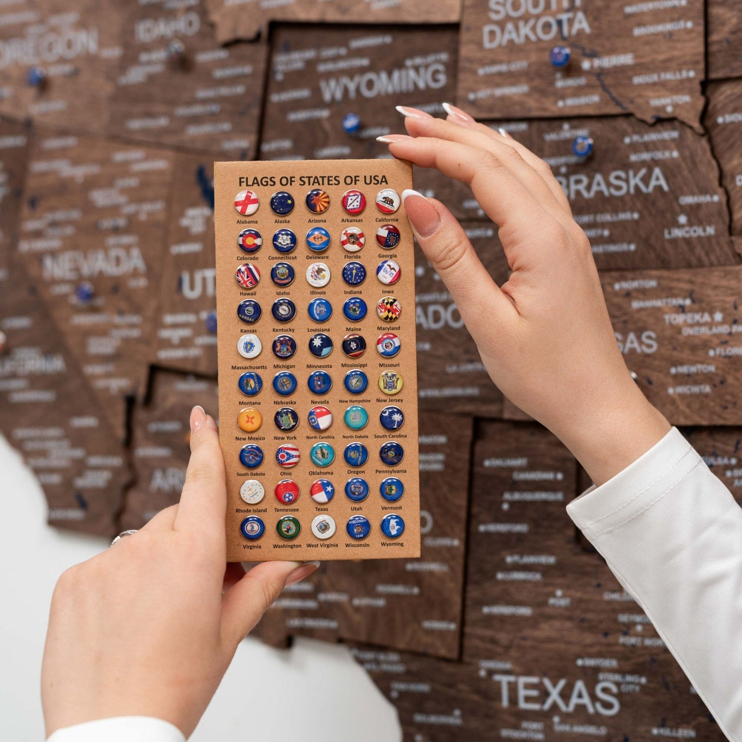 Wood 3D USA Map Wall Art - Dark Walnut