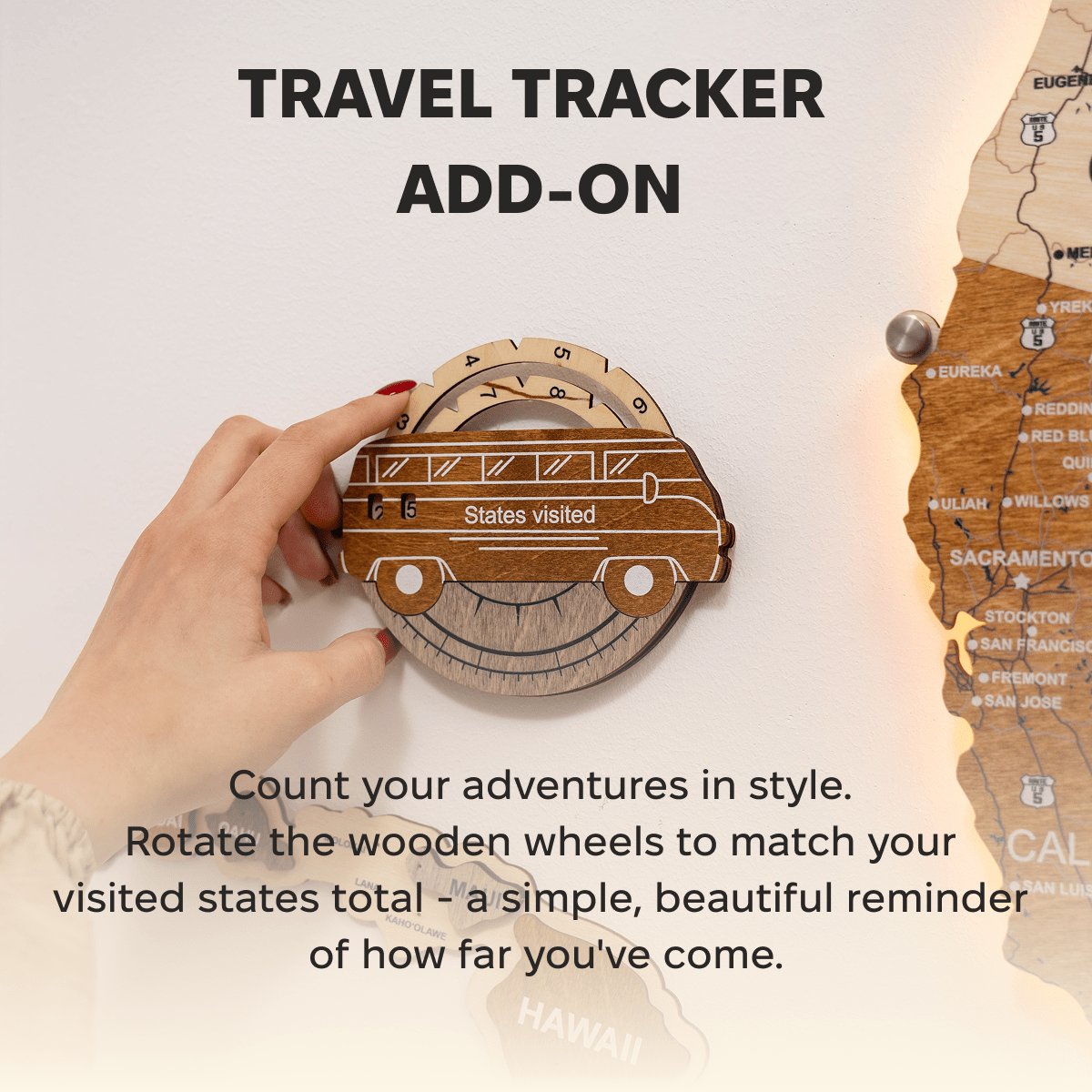 Wooden USA Map Travel Tracker - Multicolor