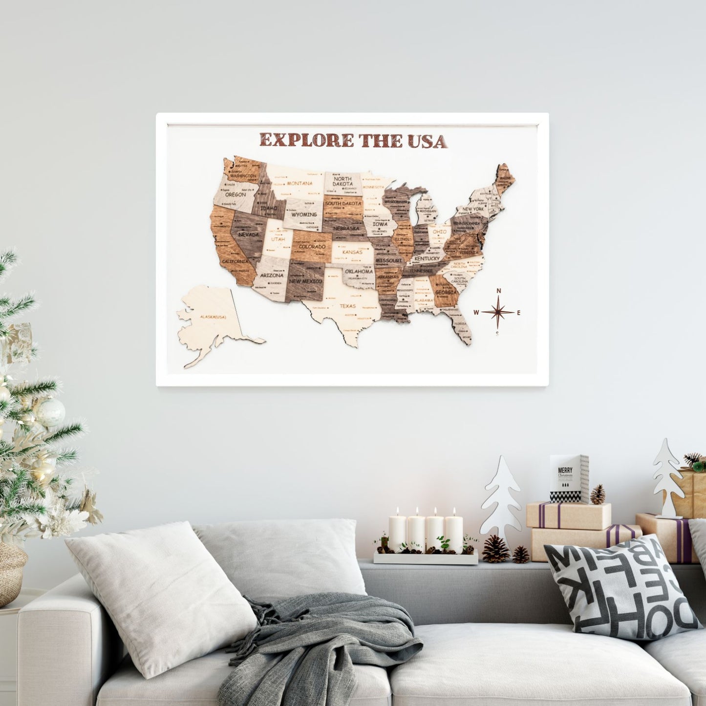 3D Wooden USA Map Wall Art - Multicolor