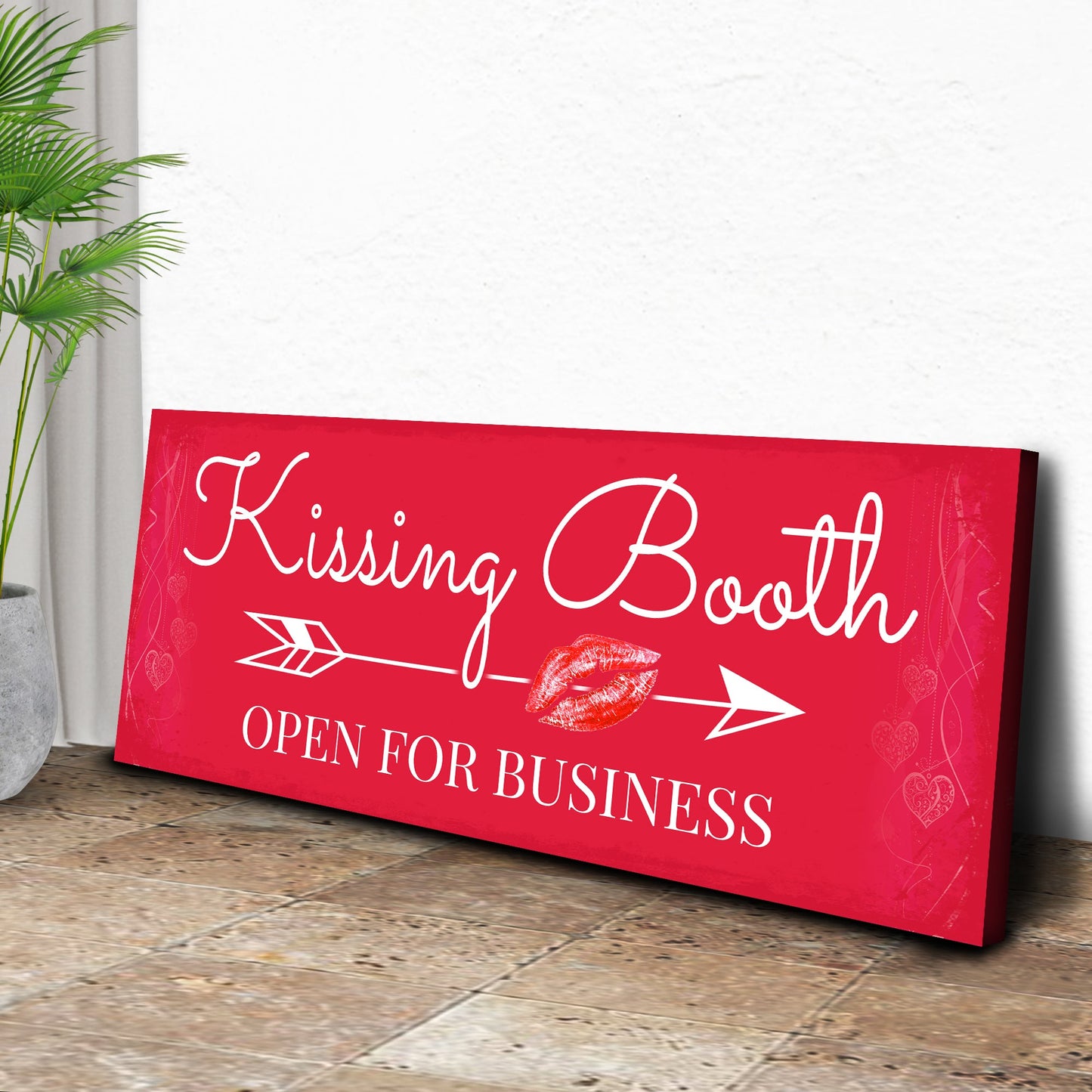 Kissing Booth Open For Business Canvas Sign