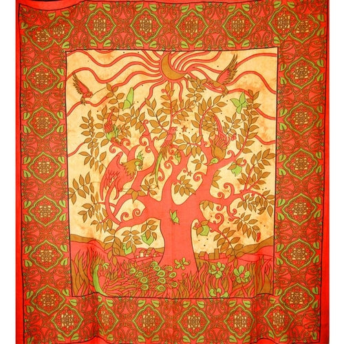 Crescent Moon Botanical Tapestry Boho Cotton Wall Hanging