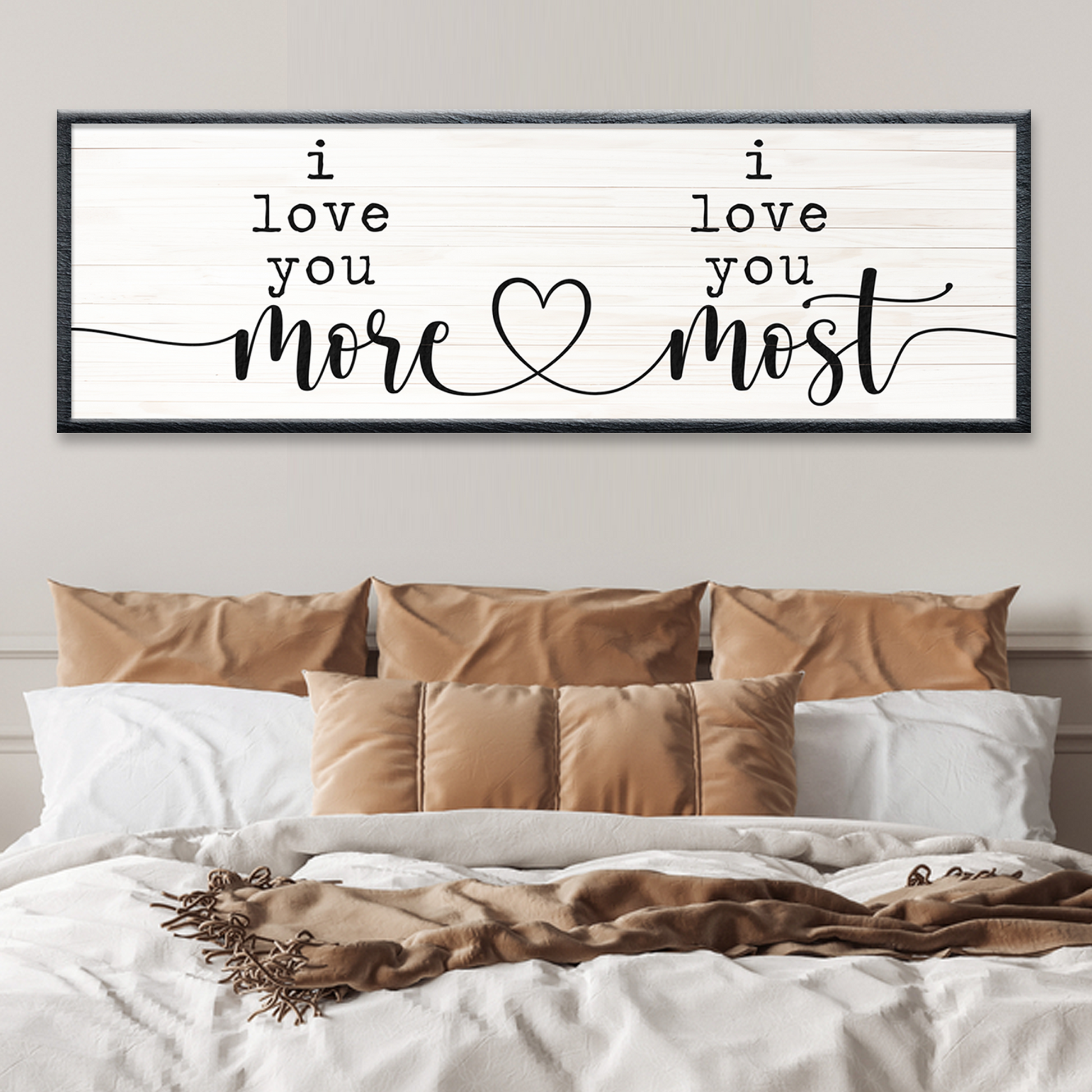 I love you more I love you most romantic couple canvas wall sign