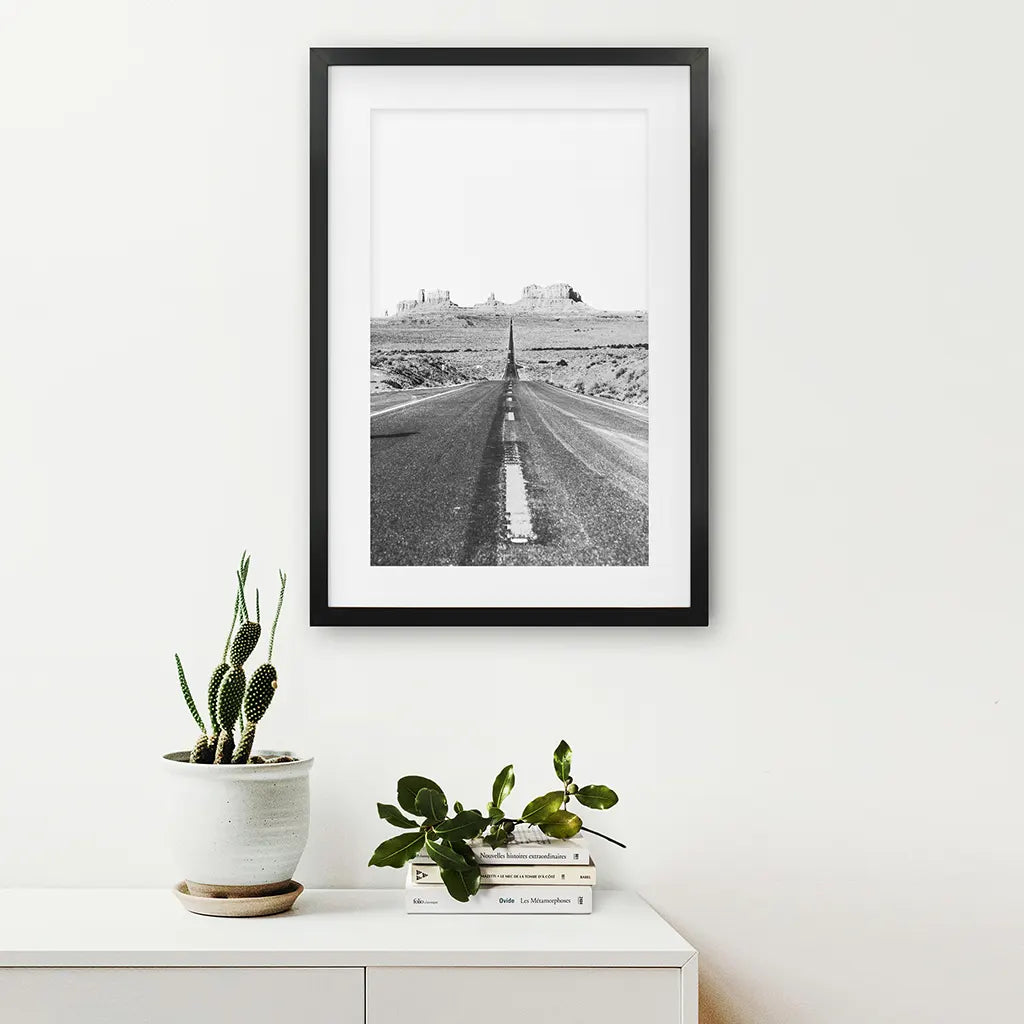 Utah Desert Road Print - Black and White Travel Wall Art