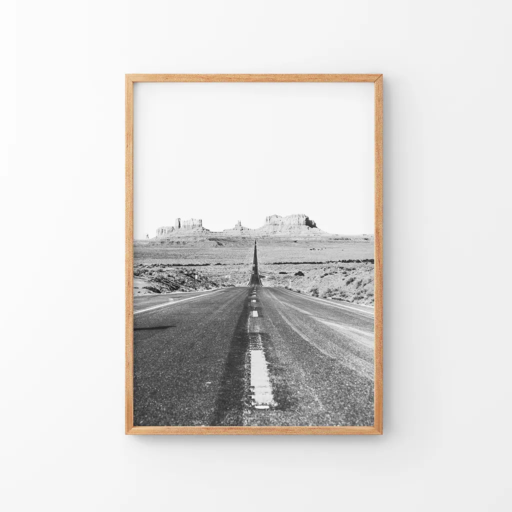 Utah Desert Road Print - Black and White Travel Wall Art