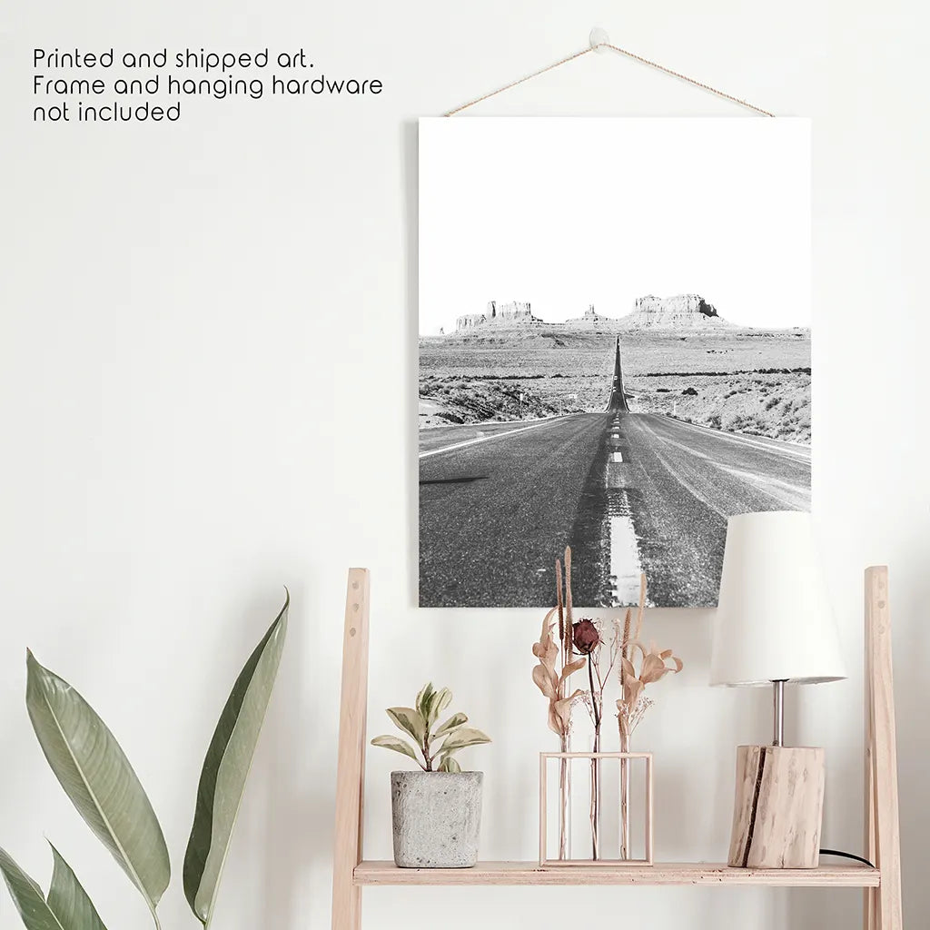 Utah Desert Road Print - Black and White Travel Wall Art