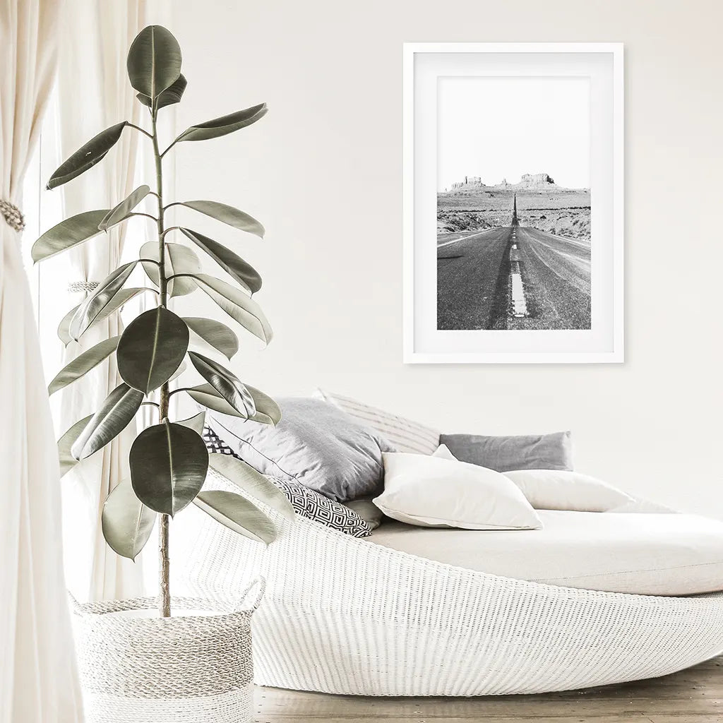 Utah Desert Road Print - Black and White Travel Wall Art