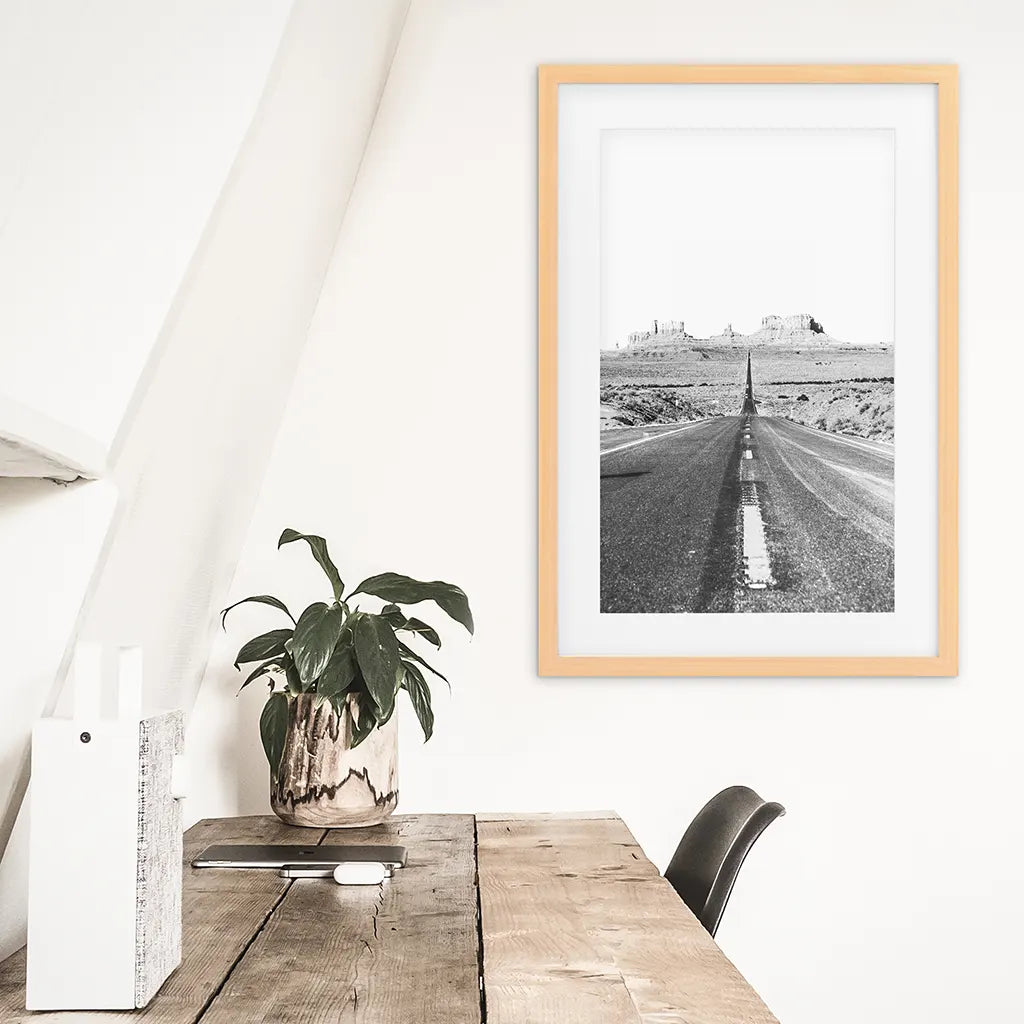 Utah Desert Road Print - Black and White Travel Wall Art