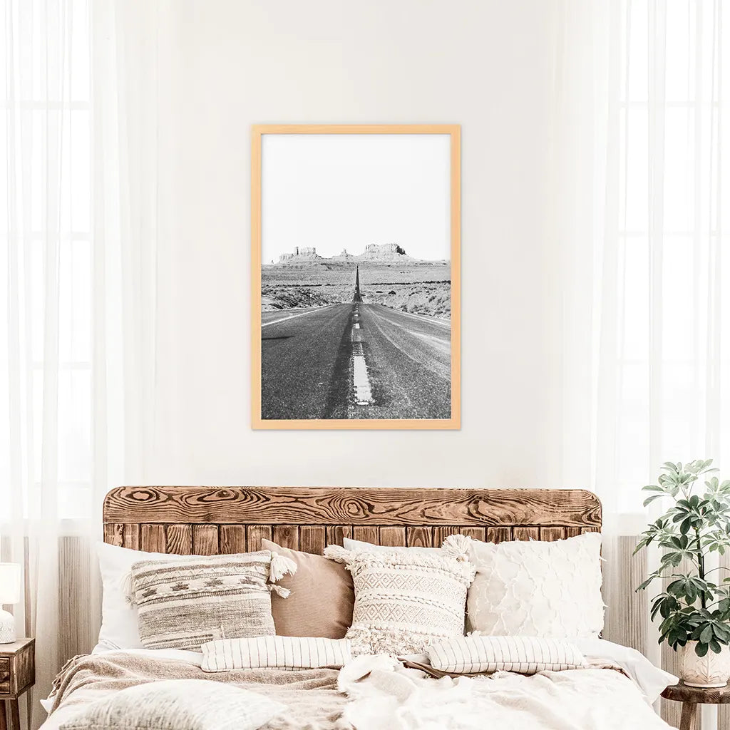 Utah Desert Road Print - Black and White Travel Wall Art