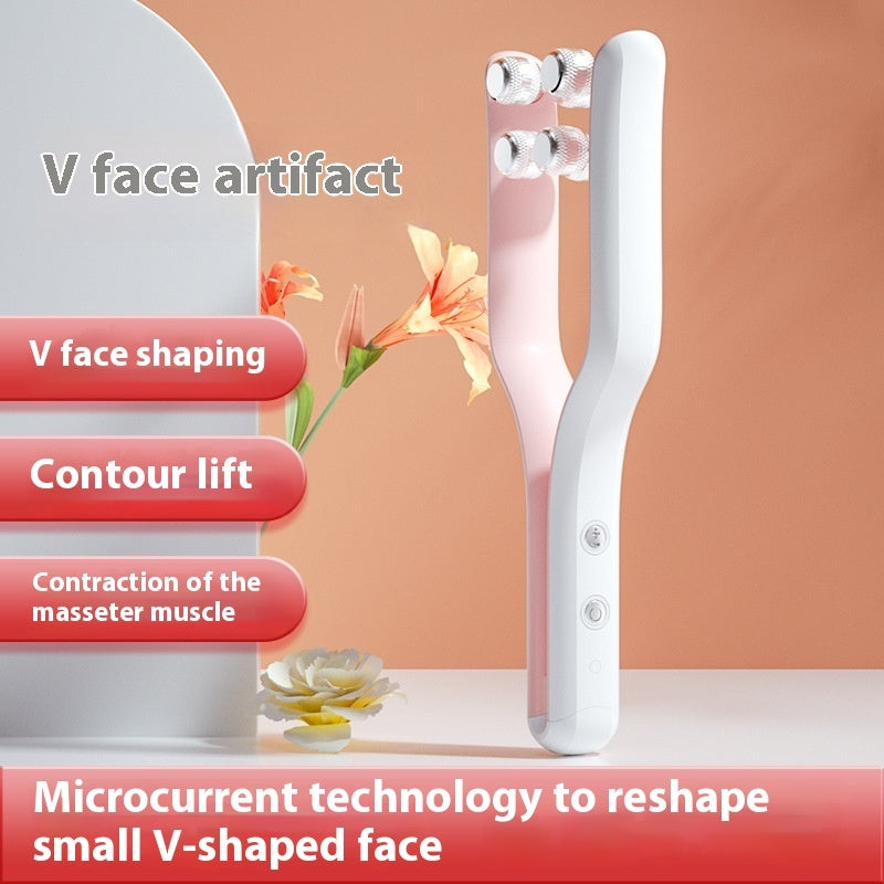 V-face artifact microcurrent massager featuring face shaping, contour lift, and masseter muscle tightening technology