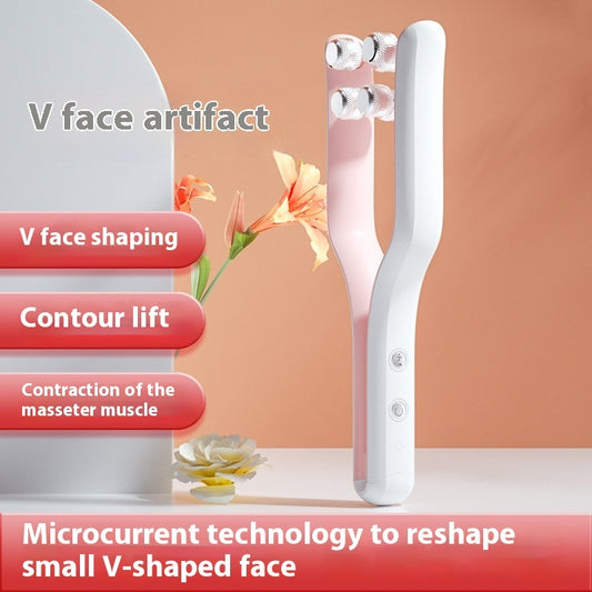 V-face artifact microcurrent massager featuring face shaping, contour lift, and masseter muscle tightening technology